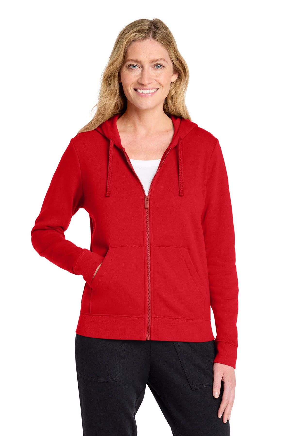 Custom logo Nike Women's Club Fleece Sleeve Swoosh Full-Zip Hoodie NKFD9890 in University Red