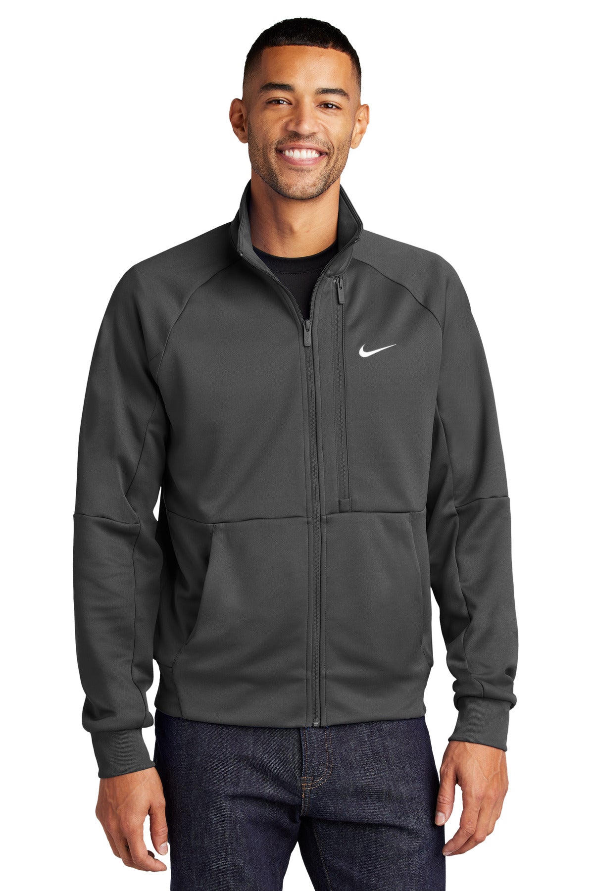 Custom logo Nike Full-Zip Chest Swoosh Jacket NKFD9891 in Anthracite