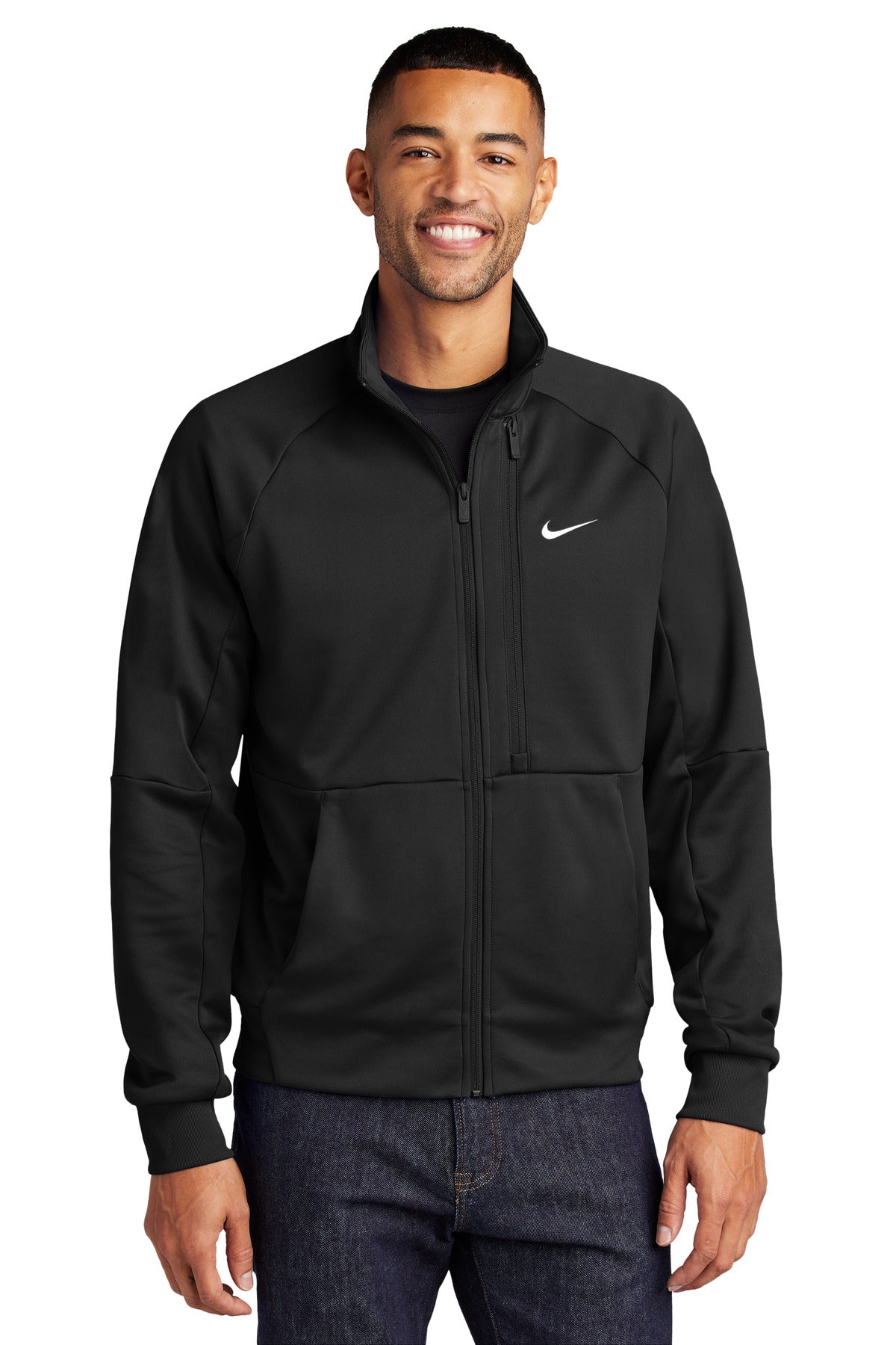 Custom logo Nike Full-Zip Chest Swoosh Jacket NKFD9891 in Black
