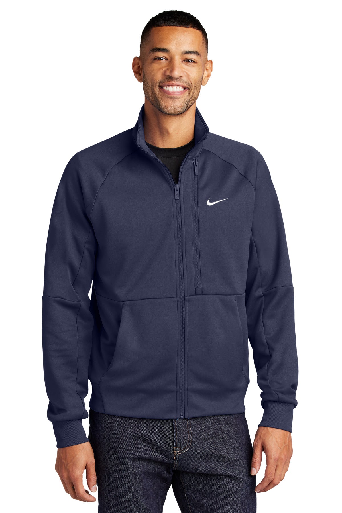Custom logo Nike Full-Zip Chest Swoosh Jacket NKFD9891 in Midnight Navy