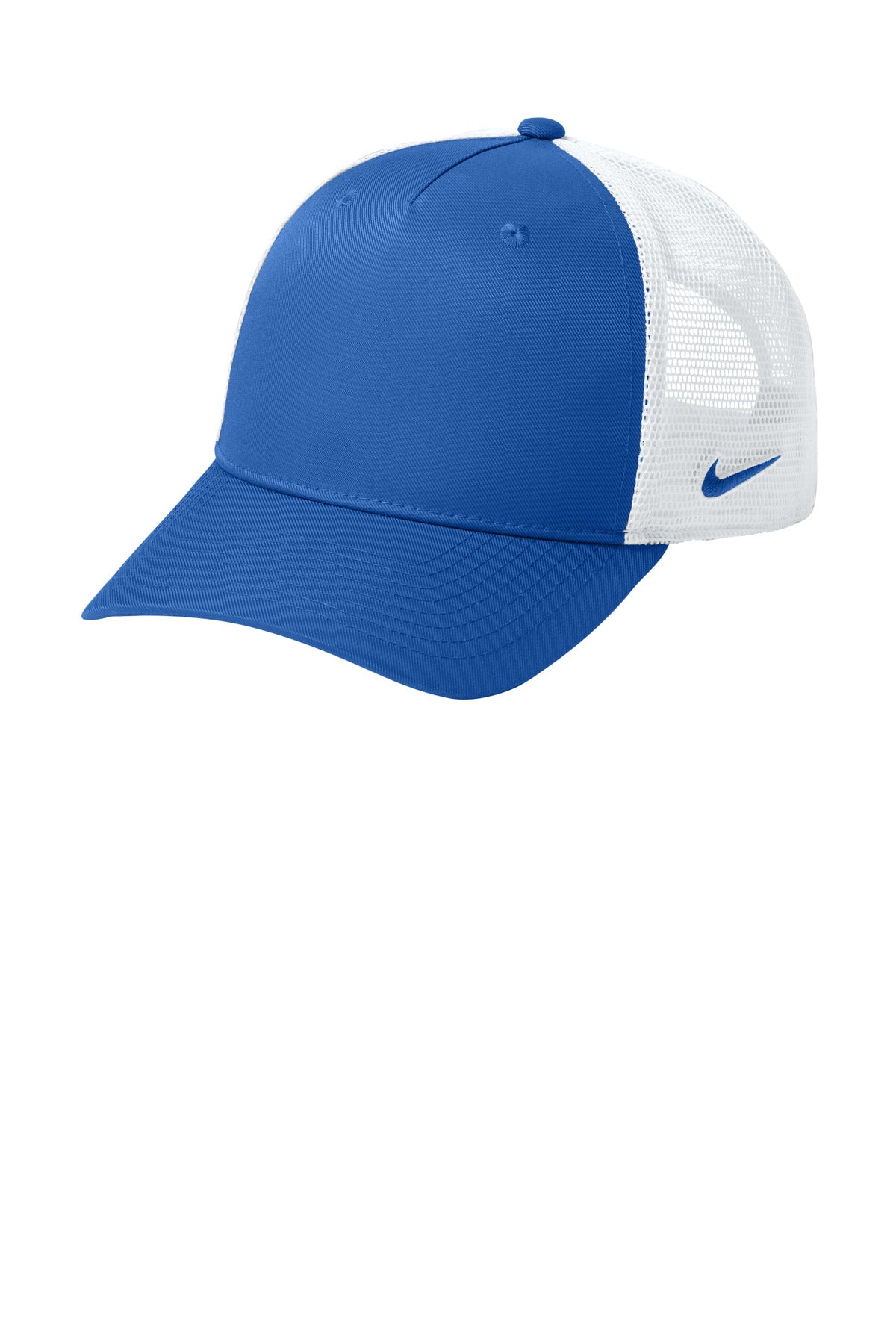 Custom logo Nike Snapback Mesh Trucker Cap NKFN9893 in Game Royal/ White