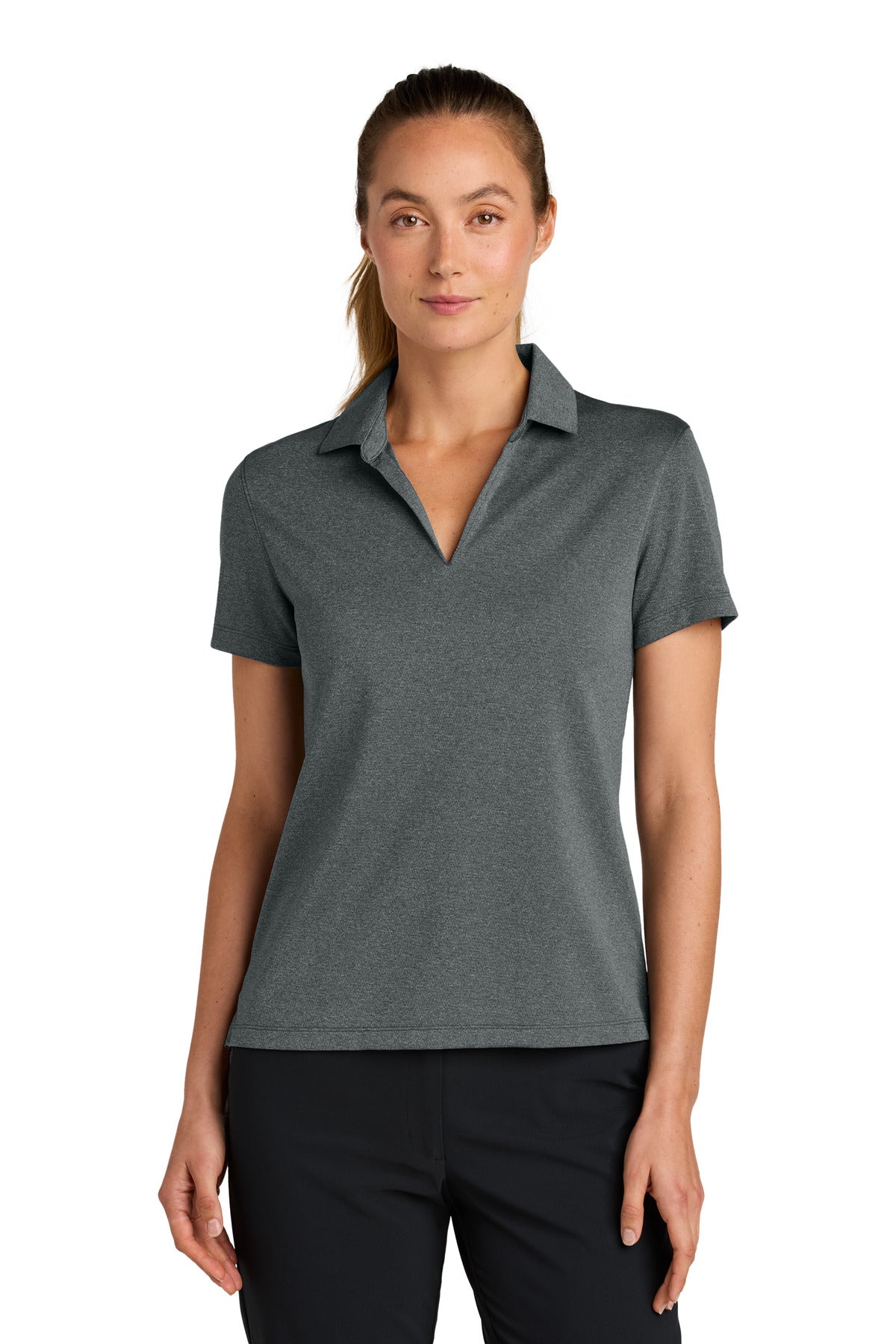 Custom logo Nike Women's Dri-FIT Smooth Heather Polo NKFQ4793 in Anthracite Heather