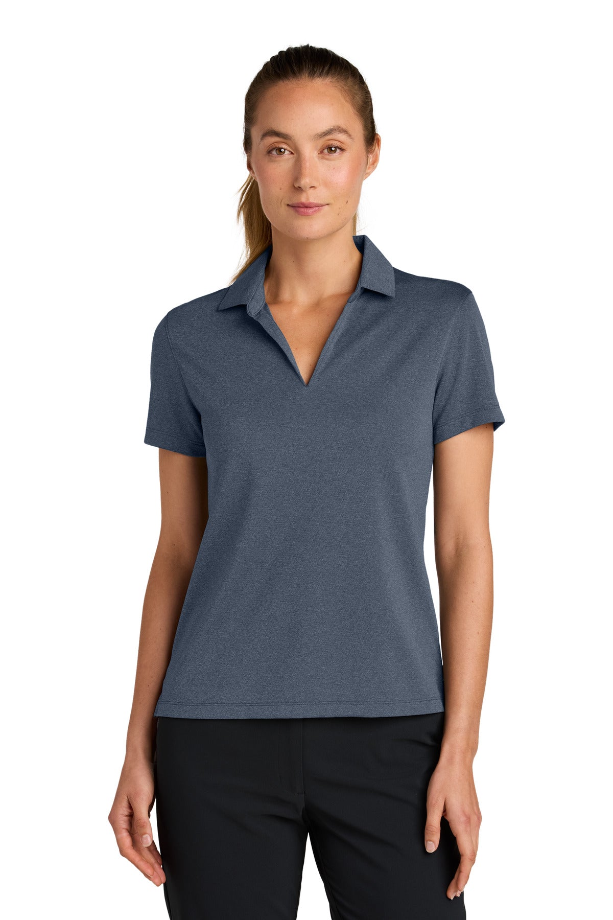 Custom logo Nike Women's Dri-FIT Smooth Heather Polo NKFQ4793 in Navy Heather