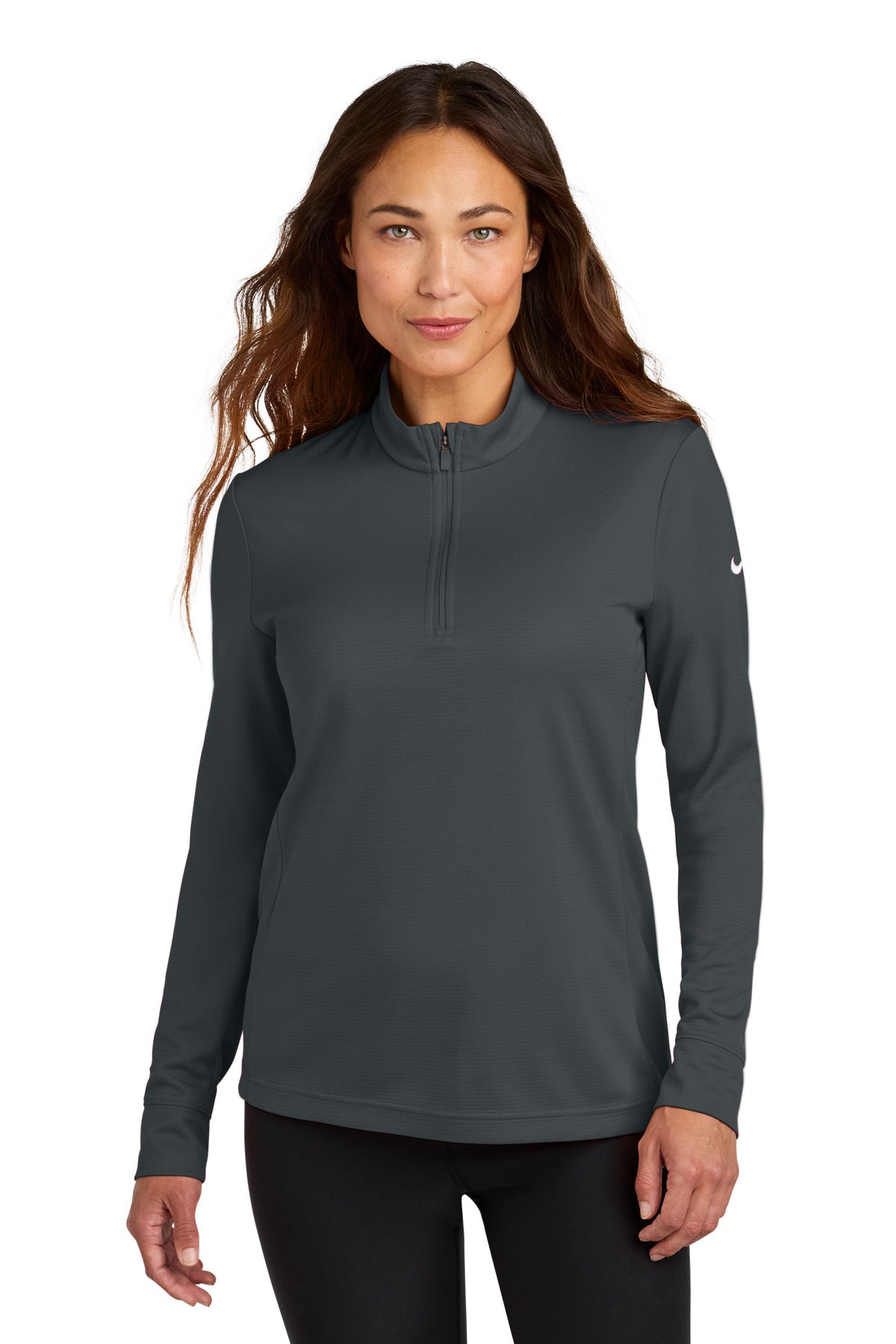 Custom logo Nike Women's Essential 1/2-Zip Cover-Up NKHM7969 in Anthracite