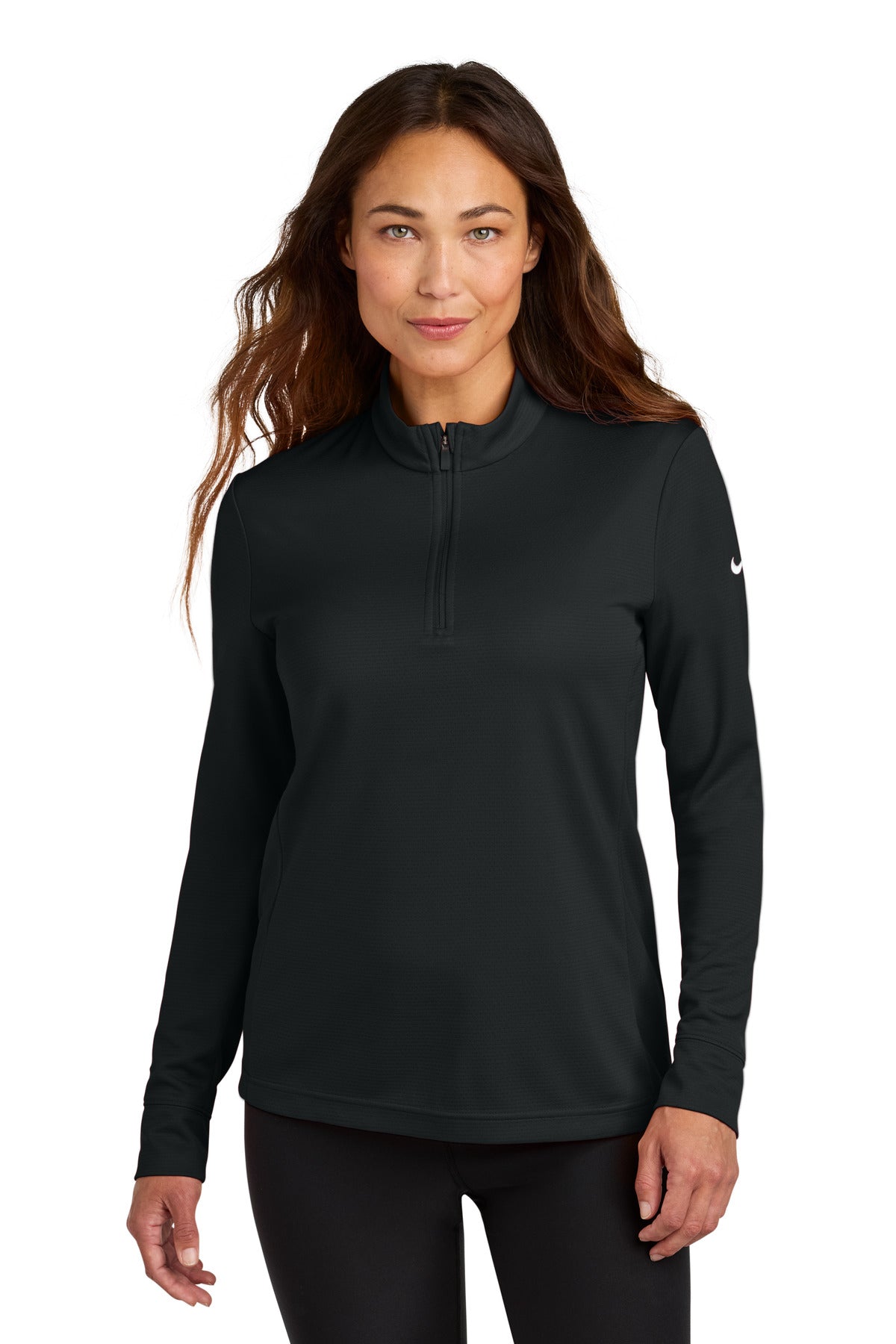 Custom logo Nike Women's Essential 1/2-Zip Cover-Up NKHM7969 in Black