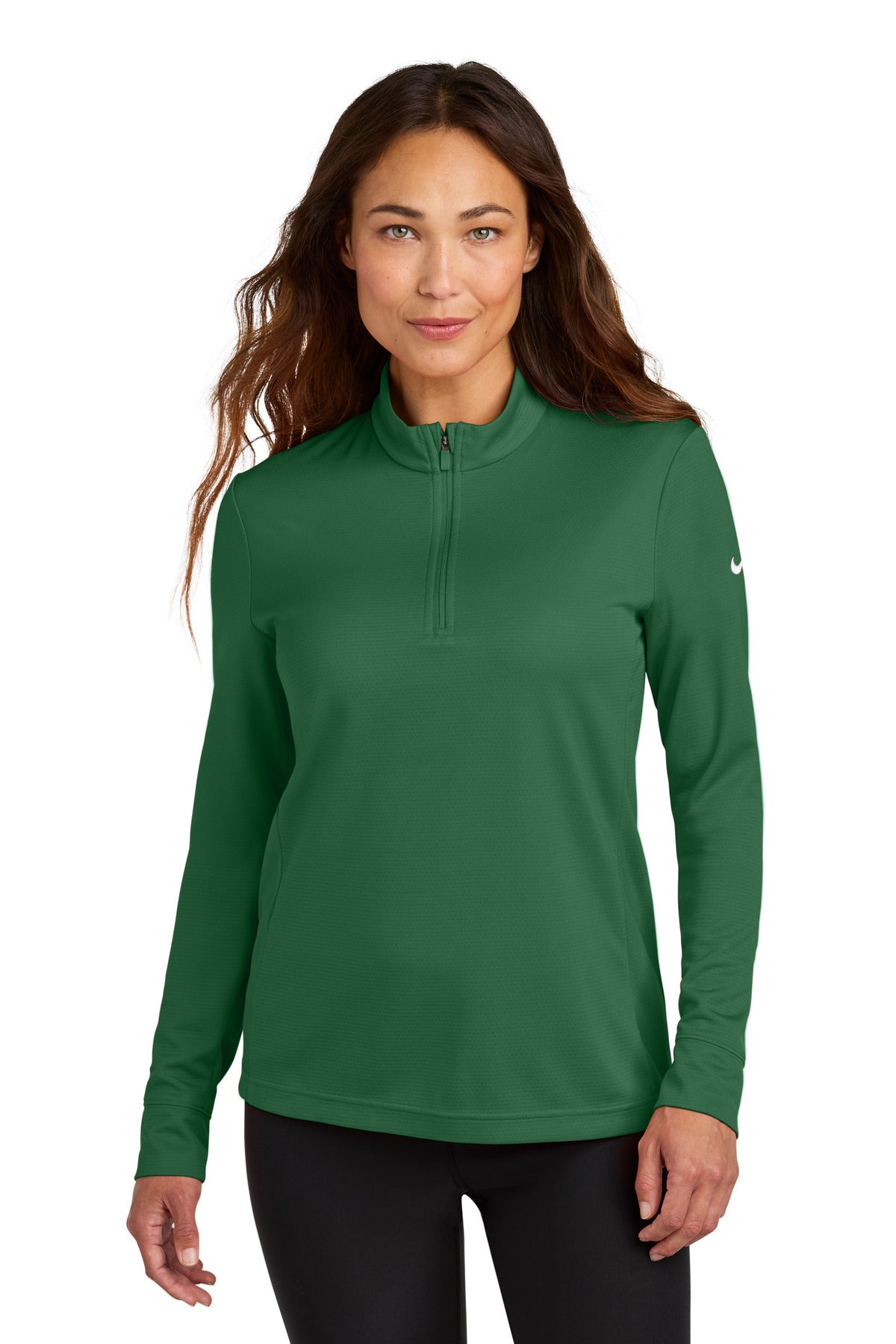 Custom logo Nike Women's Essential 1/2-Zip Cover-Up NKHM7969 in Gorge Green