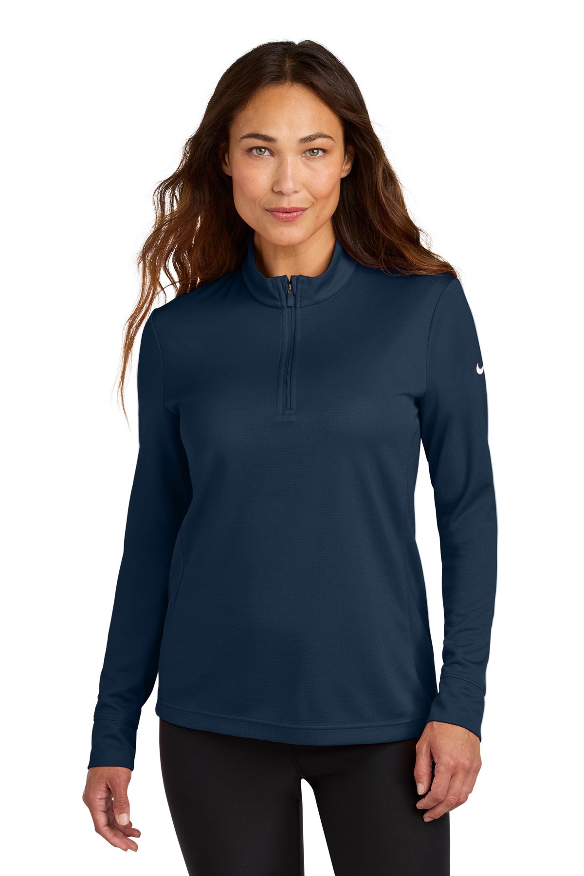 Custom logo Nike Women's Essential 1/2-Zip Cover-Up NKHM7969 in Navy