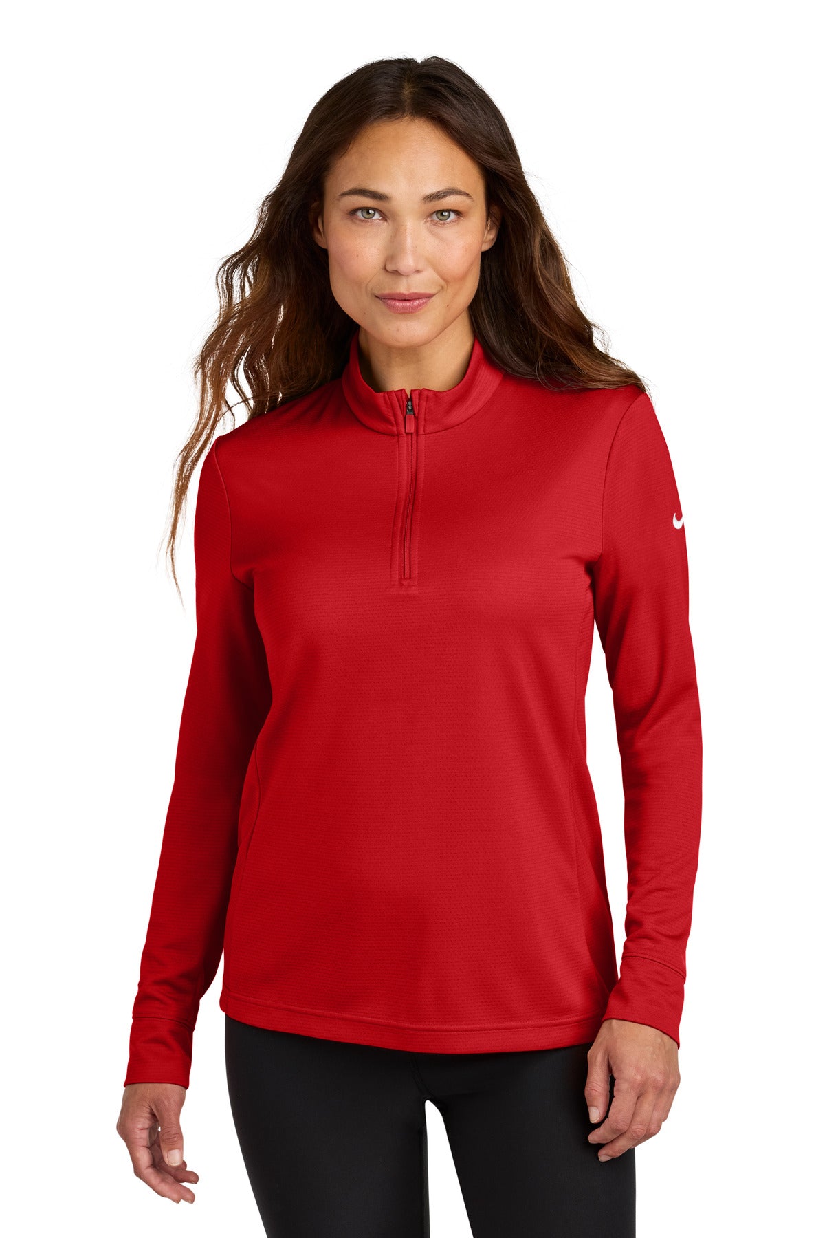 Custom logo Nike Women's Essential 1/2-Zip Cover-Up NKHM7969 in University Red