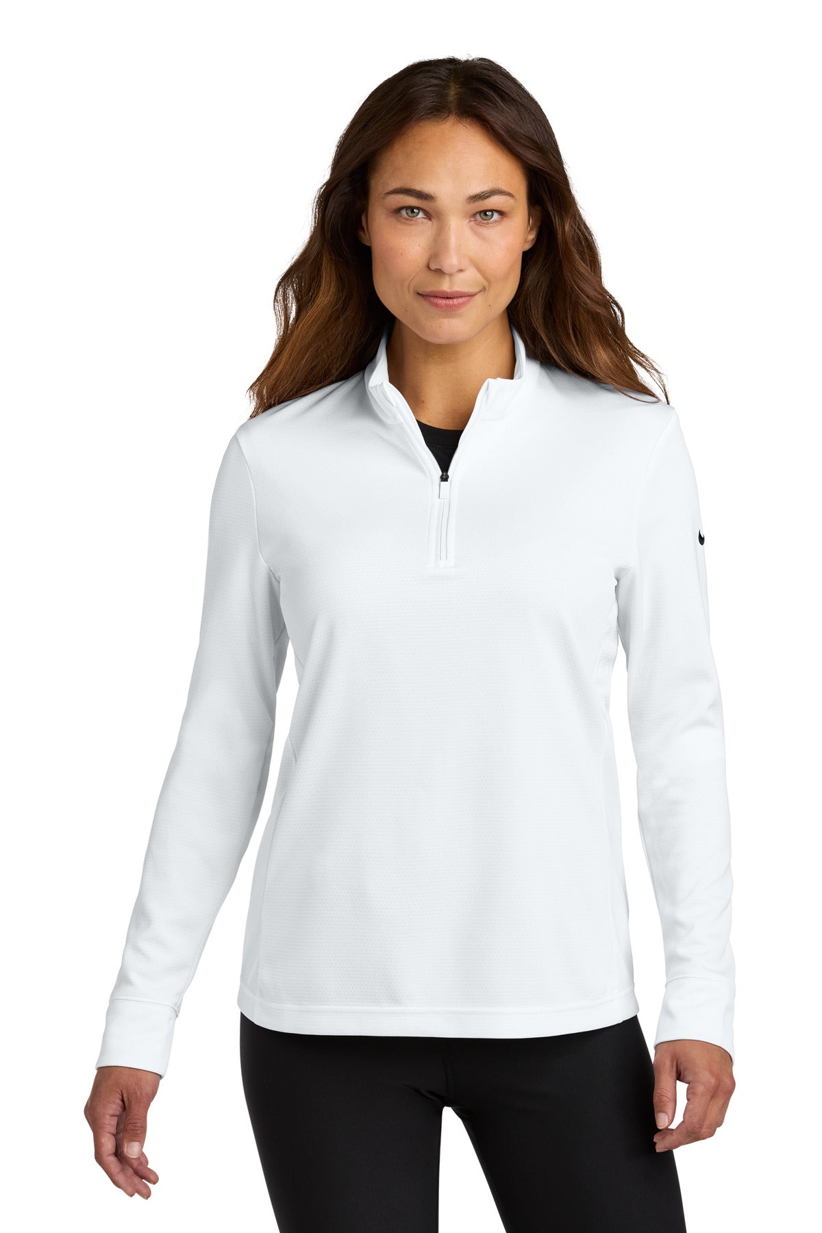 Custom logo Nike Women's Essential 1/2-Zip Cover-Up NKHM7969 in White