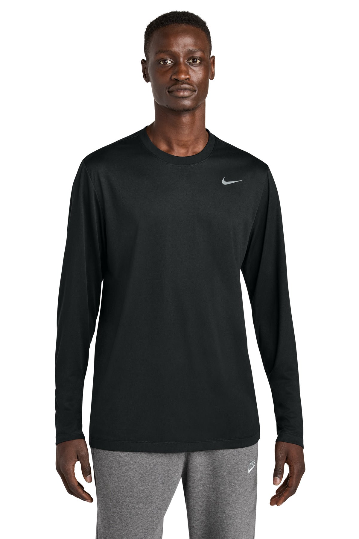 Custom logo Nike Team rLegend Long Sleeve Tee NKHQ4550 in Black