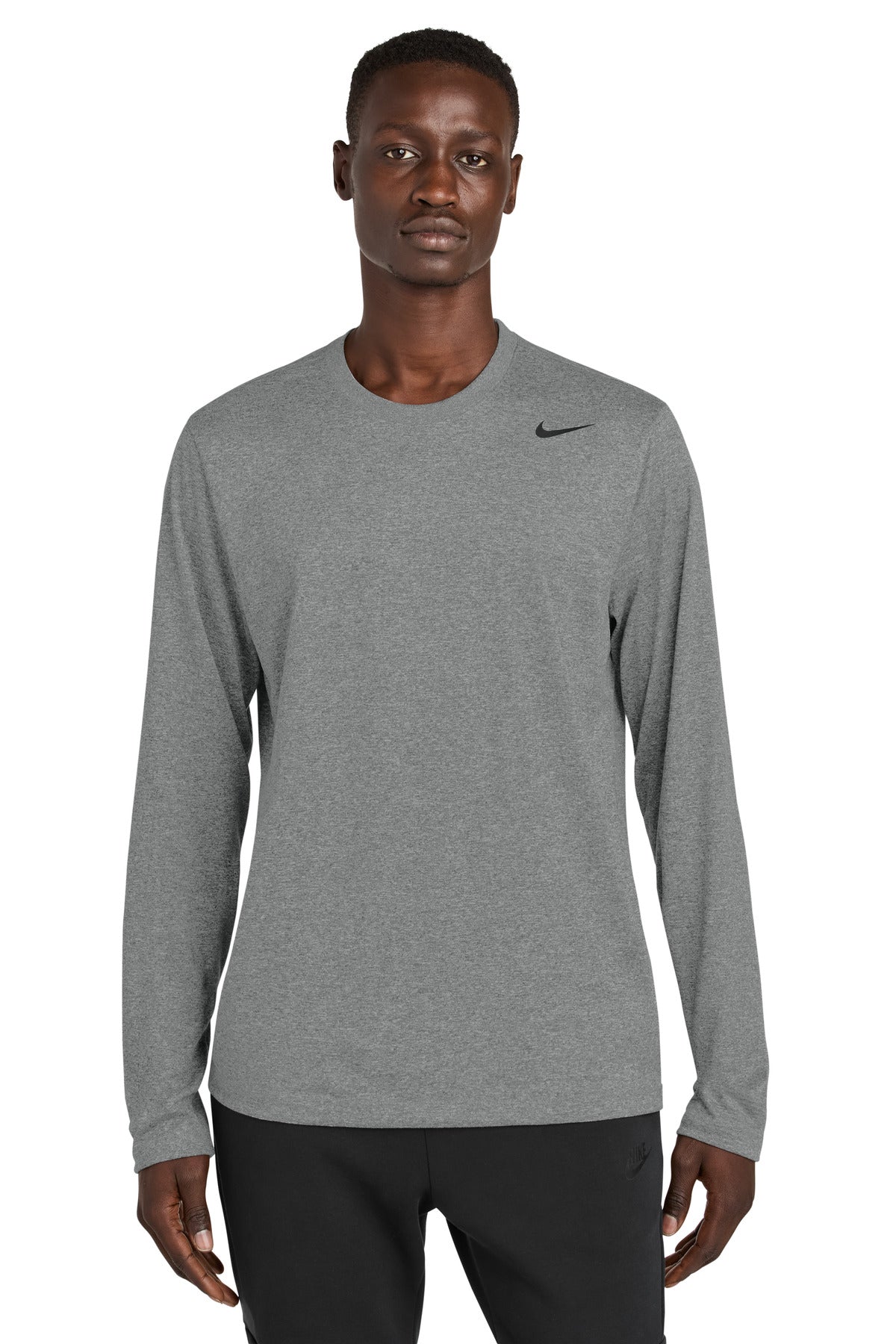 Custom logo Nike Team rLegend Long Sleeve Tee NKHQ4550 in Carbon Heather