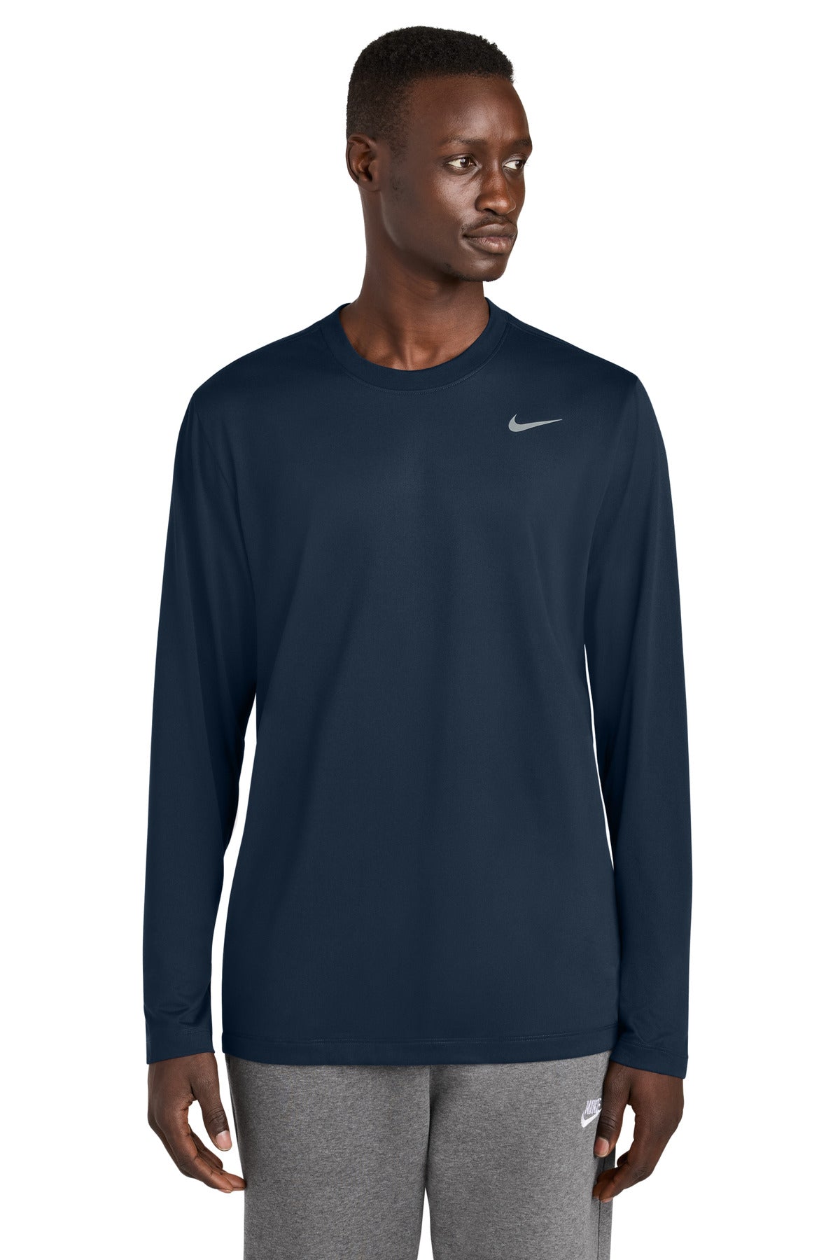 Custom logo Nike Team rLegend Long Sleeve Tee NKHQ4550 in College Navy
