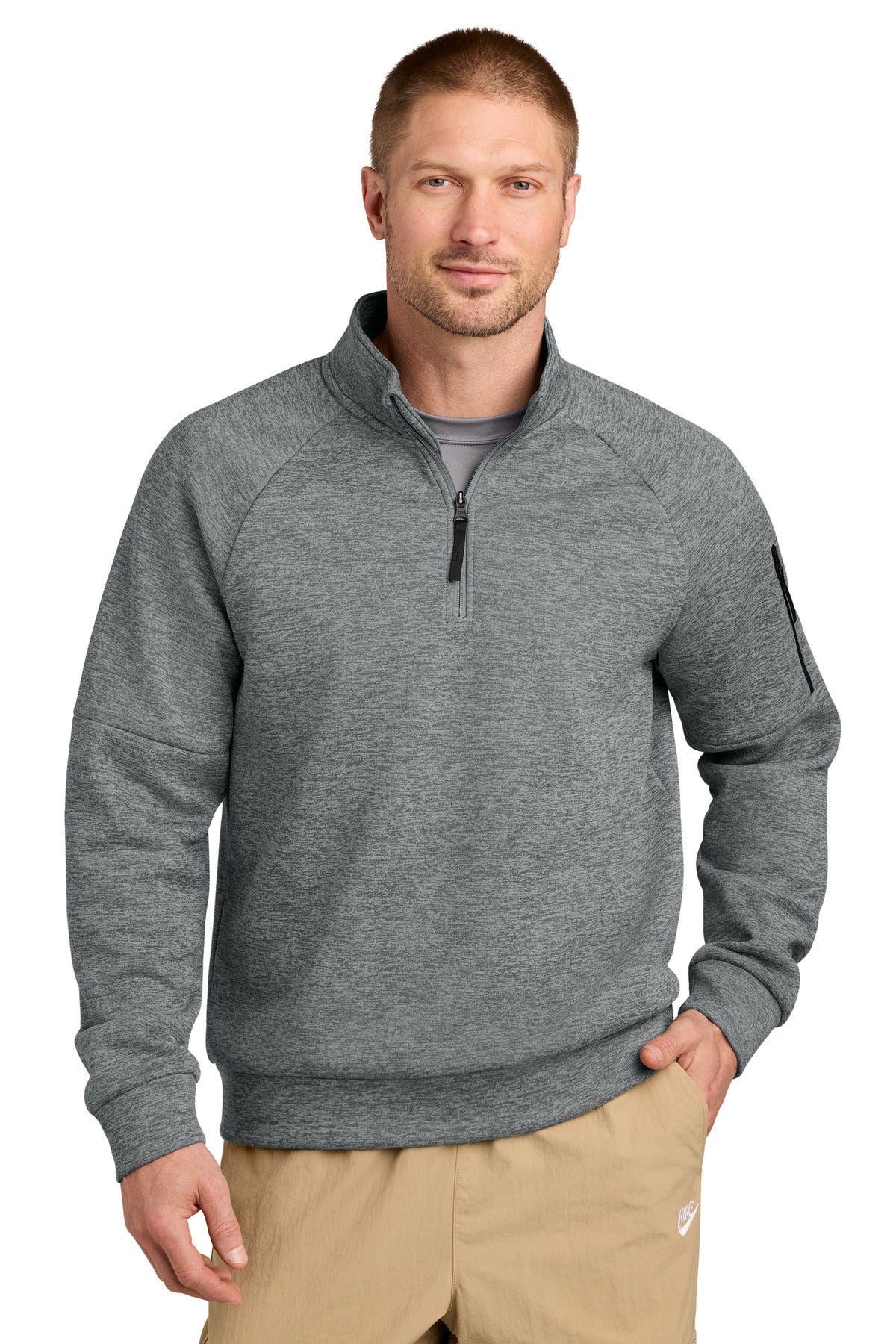 Custom logo Nike Therma-FIT Pocket 1/4-Zip NKIO8125 in Dark Grey Heather