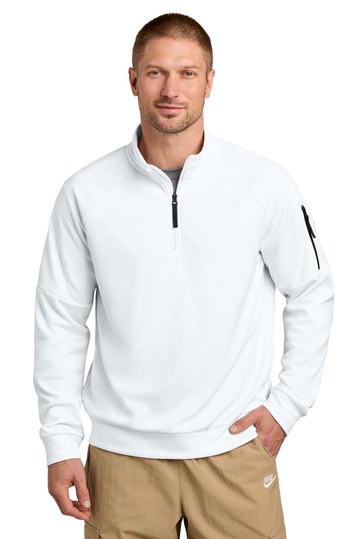 Custom logo Nike Therma-FIT Pocket 1/4-Zip NKIO8125 in White