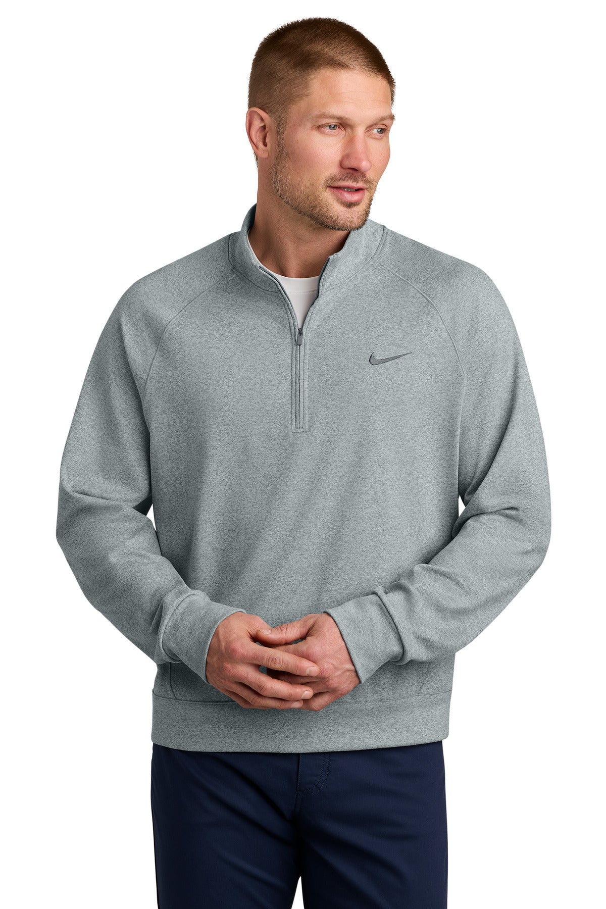 Custom logo Nike Dri-FIT Primary 1/4-Zip NKIO8128 in Cool Grey Heather