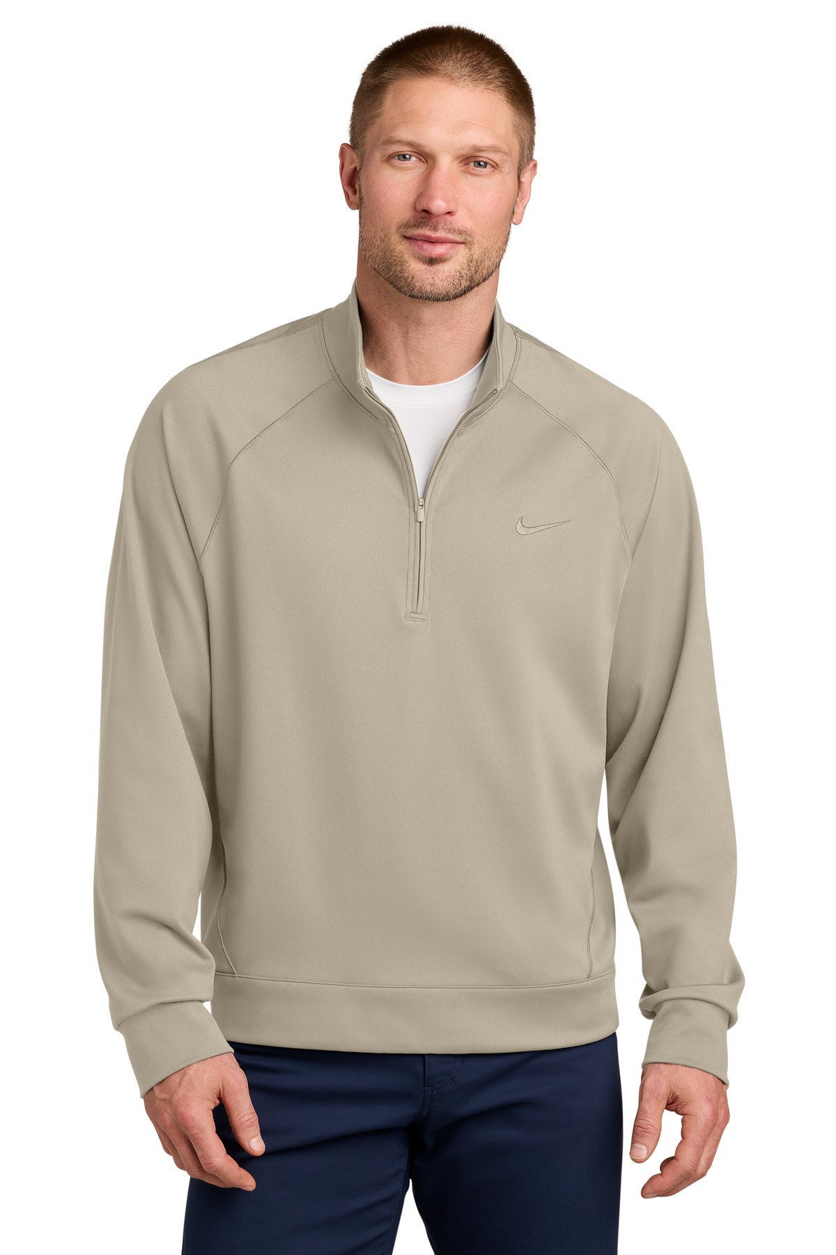 Custom logo Nike Dri-FIT Primary 1/4-Zip NKIO8128 in Desert Khaki