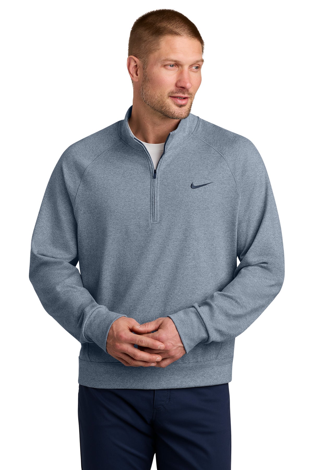Custom logo Nike Dri-FIT Primary 1/4-Zip NKIO8128 in Navy Heather