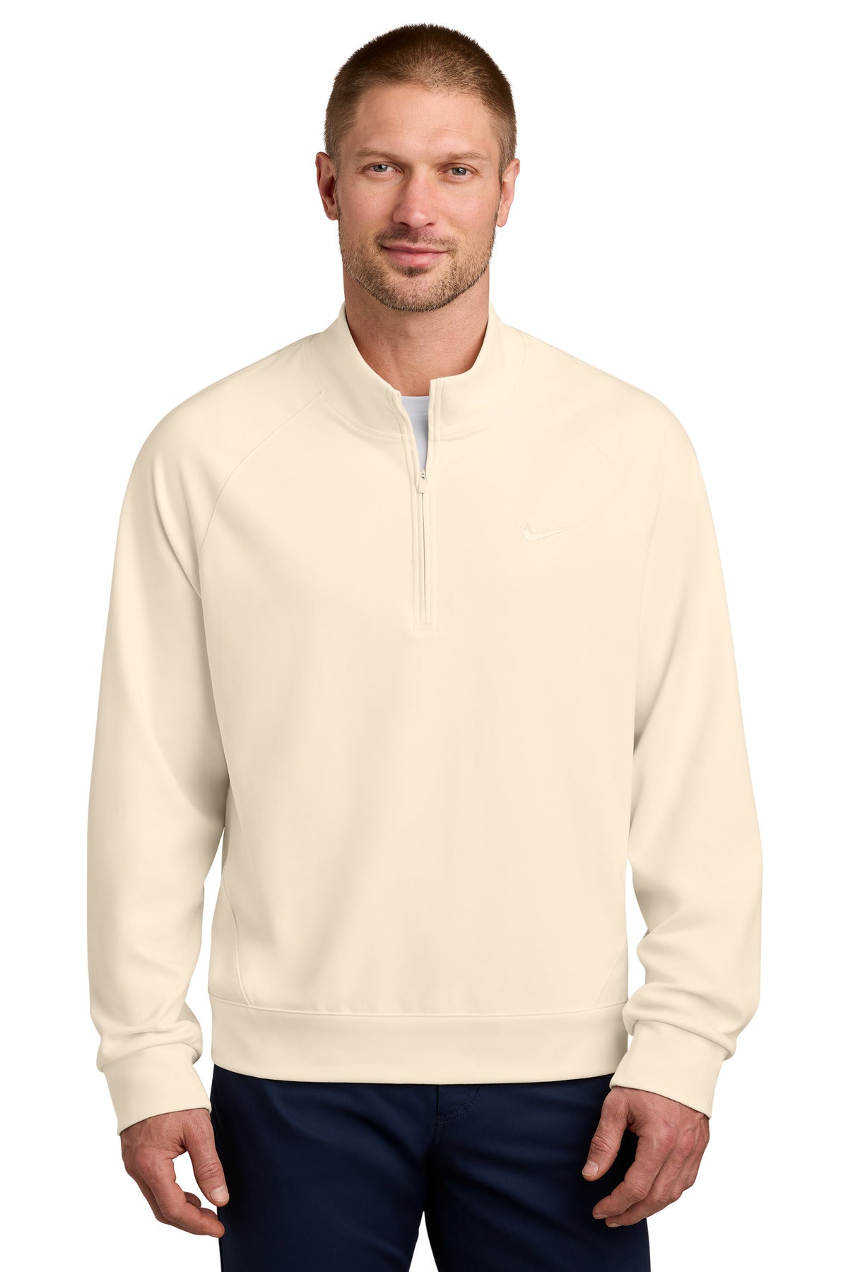 Custom logo Nike Dri-FIT Primary 1/4-Zip NKIO8128 in Pale Ivory