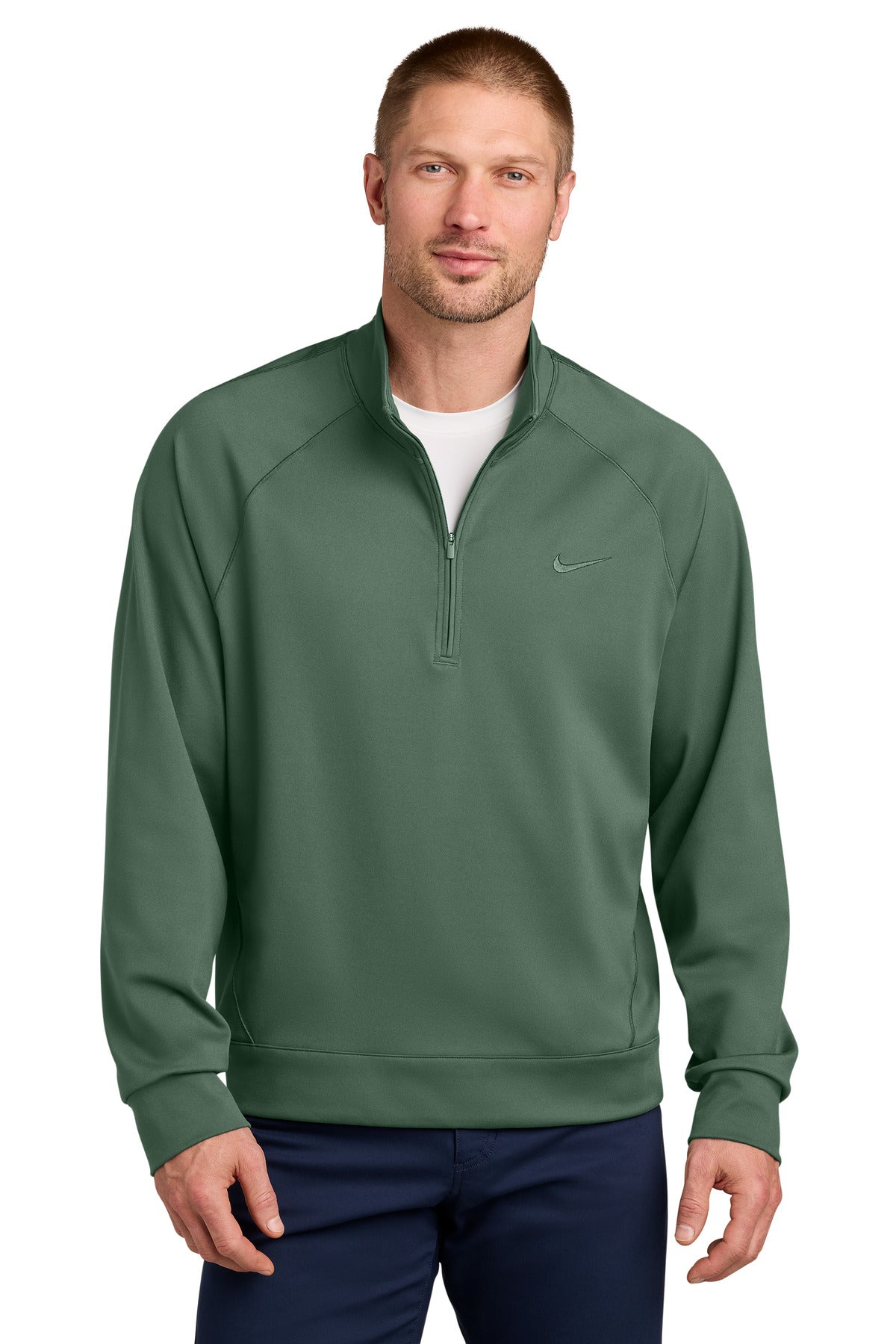 Custom logo Nike Dri-FIT Primary 1/4-Zip NKIO8128 in Vintage Green