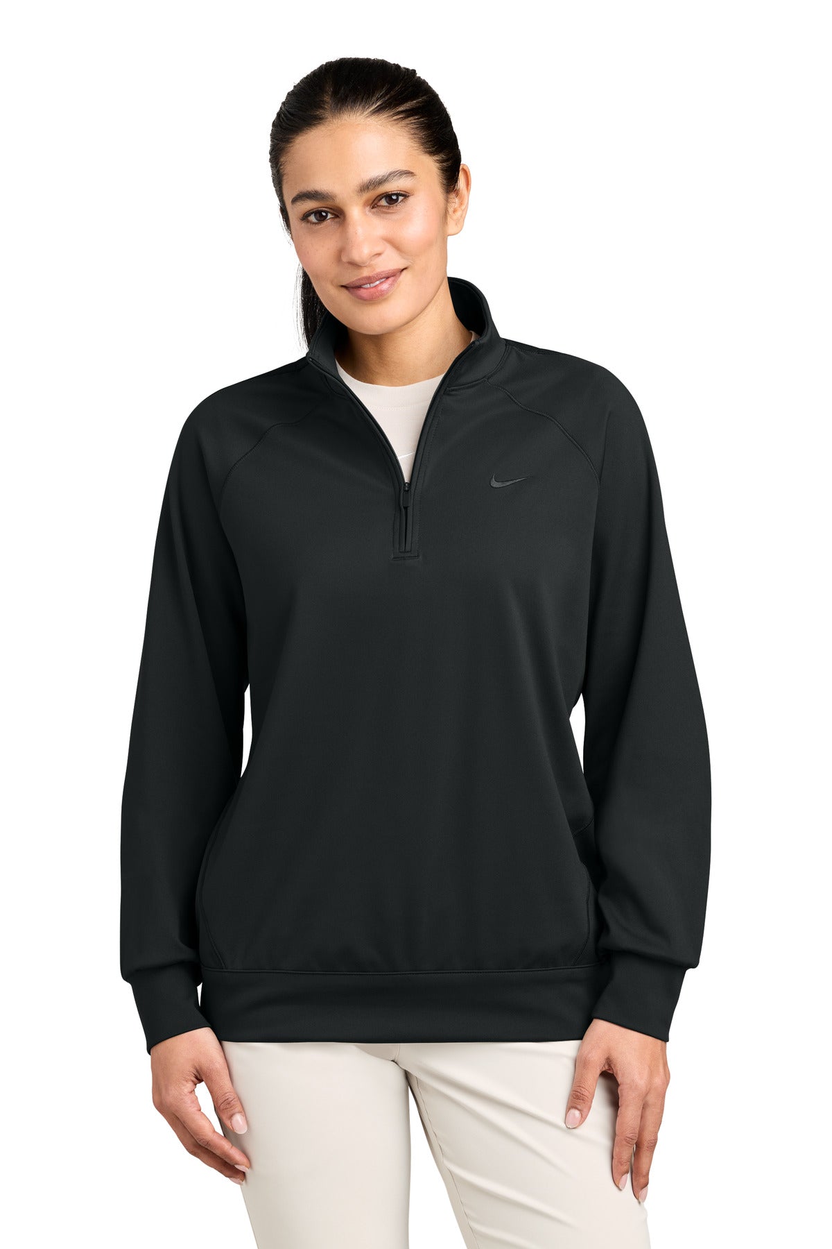 Custom logo Nike Women's Dri-FIT Primary 1/4-Zip NKIO8129 in Black