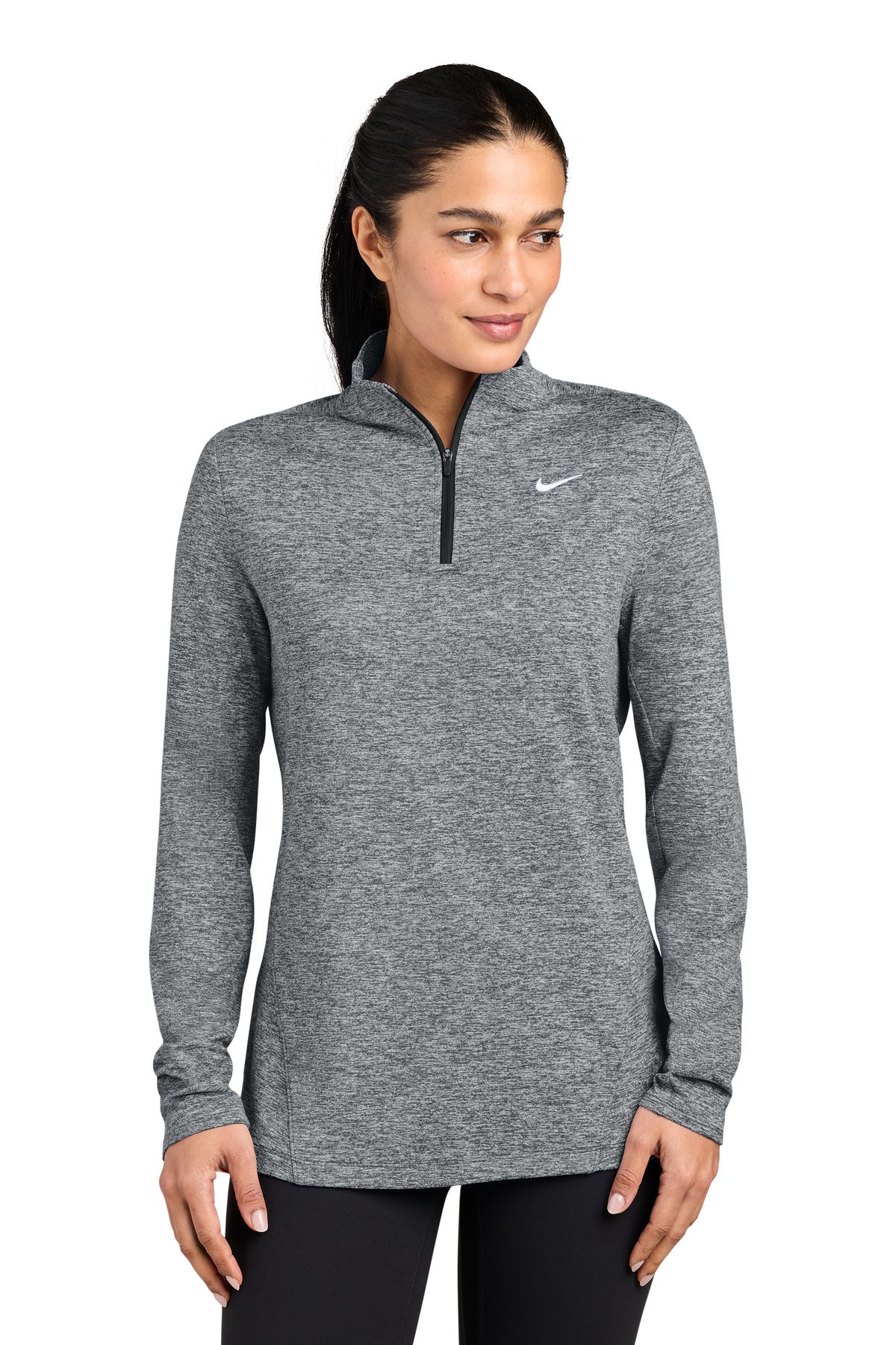 Custom logo Nike Women's Dri-FIT Stride 1/2-Zip NKIO8141 in Black Heather