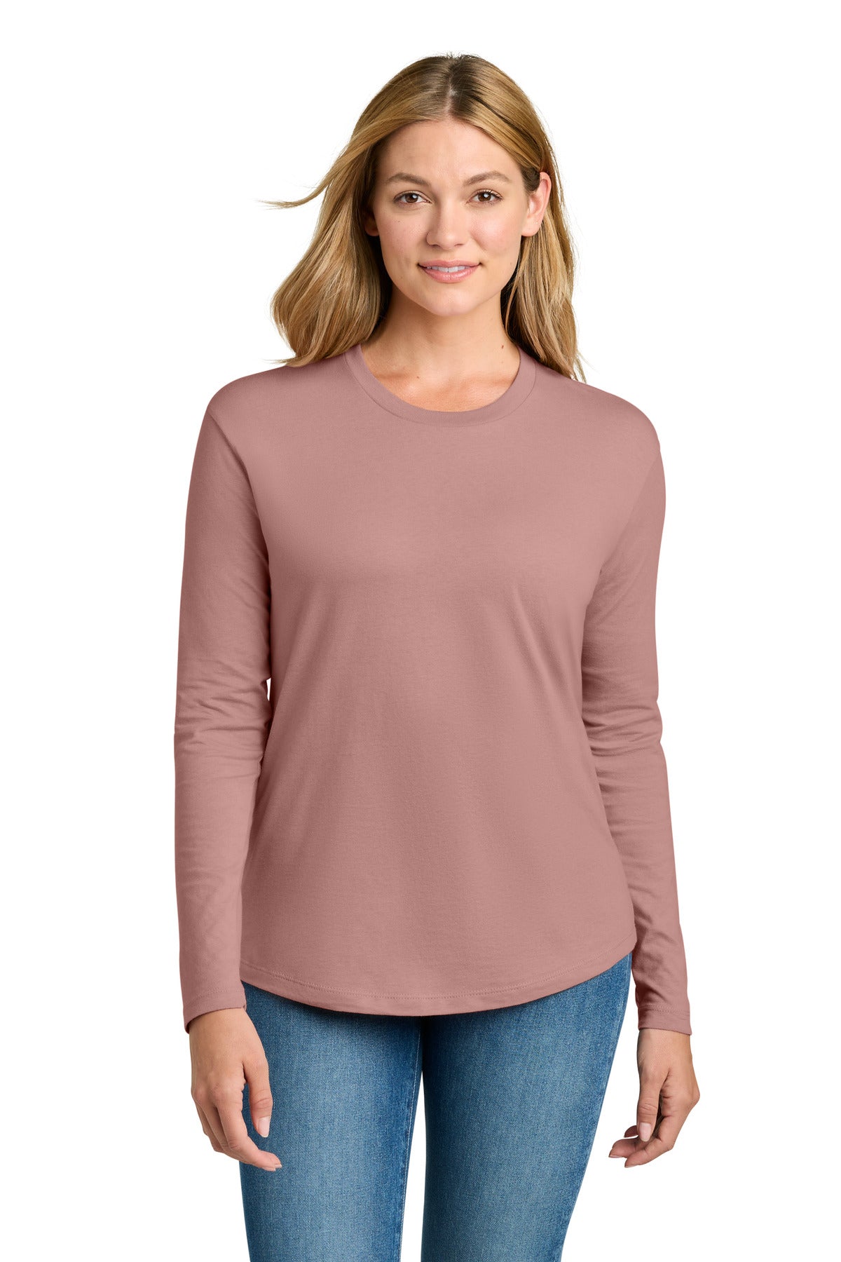 Custom logo Next Level Apparel® Women's Cotton Relaxed Long Sleeve Tee NL3911 in Desert Pink