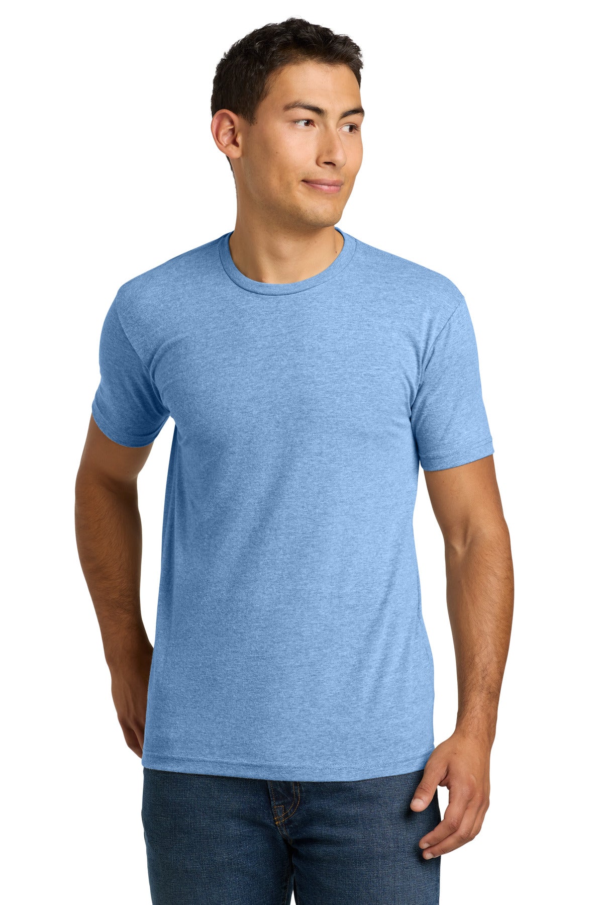 Custom logo Next Level Apparel® Adult CVC Tee. NL6210 in Heather Columbia Blue