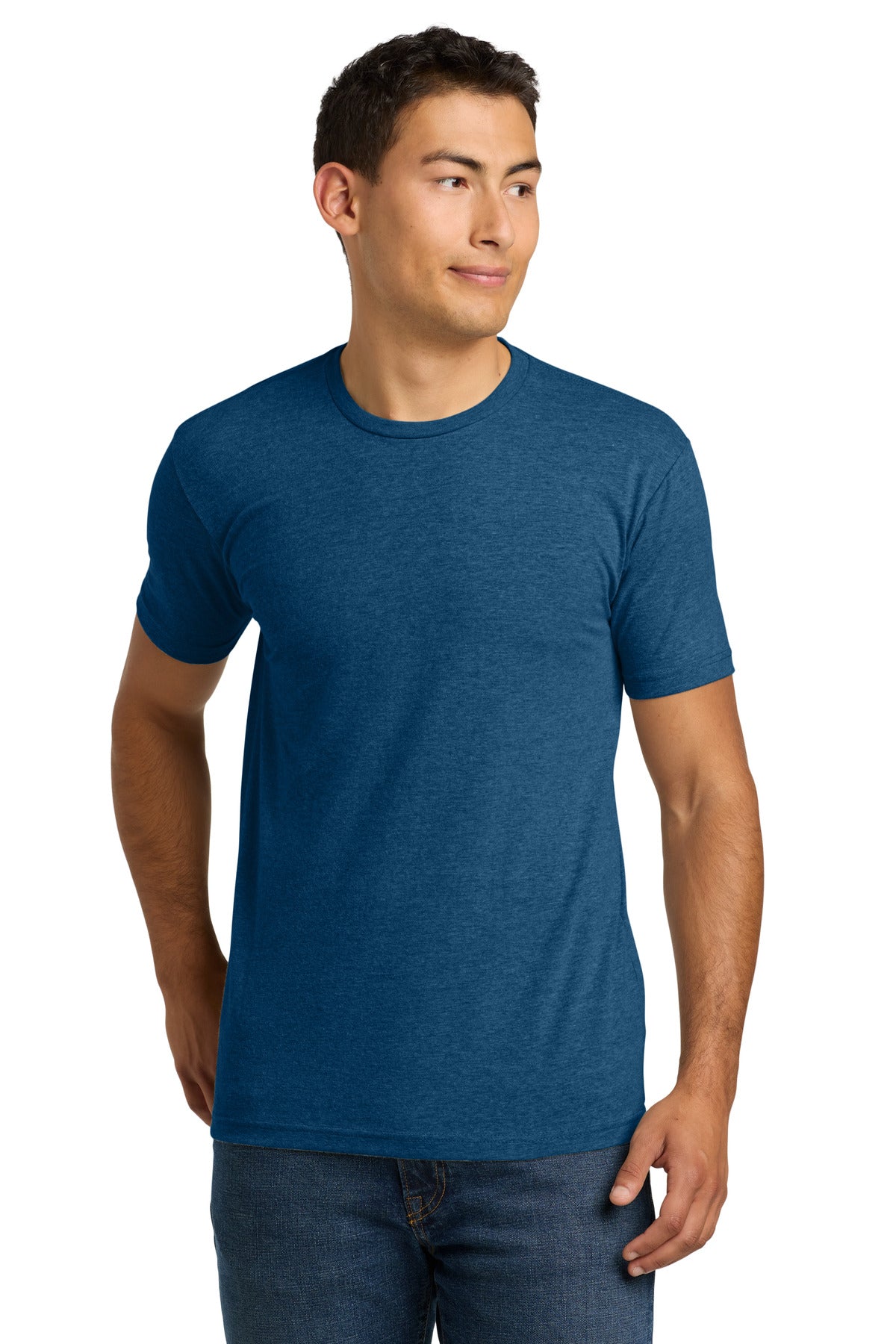 Custom logo Next Level Apparel® Adult CVC Tee. NL6210 in Heather Cool Blue