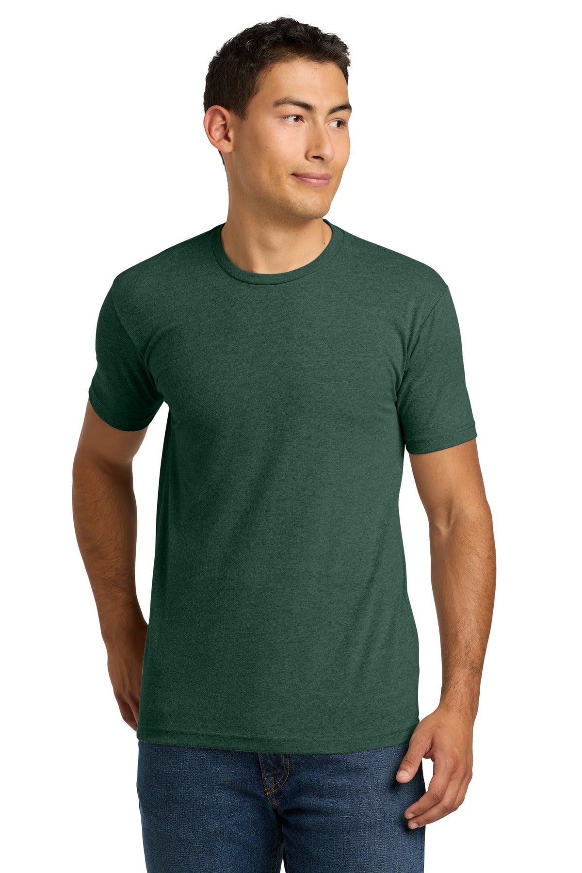 Custom logo Next Level Apparel® Adult CVC Tee. NL6210 in Heather Forest Green