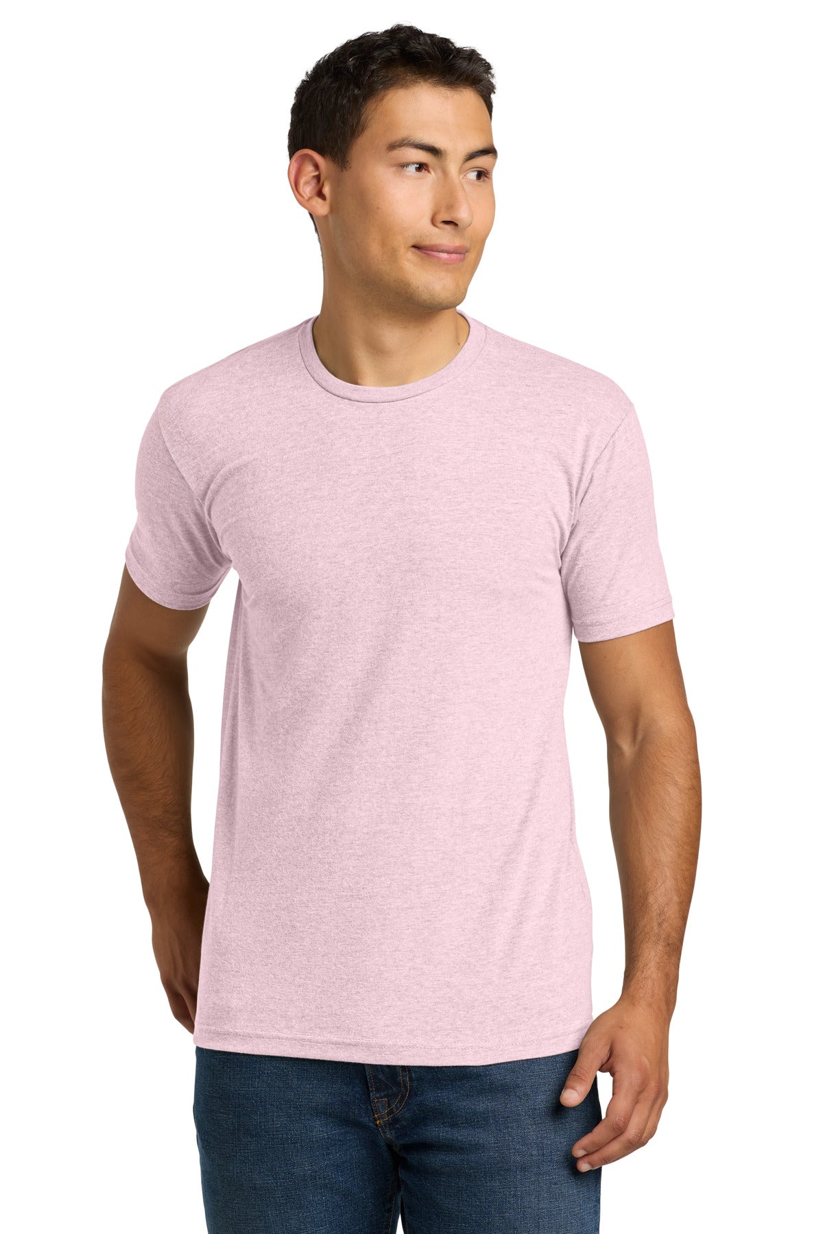 Custom logo Next Level Apparel® Adult CVC Tee. NL6210 in Heather Light Pink
