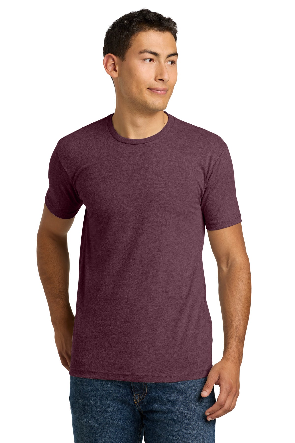 Custom logo Next Level Apparel® Adult CVC Tee. NL6210 in Heather Maroon