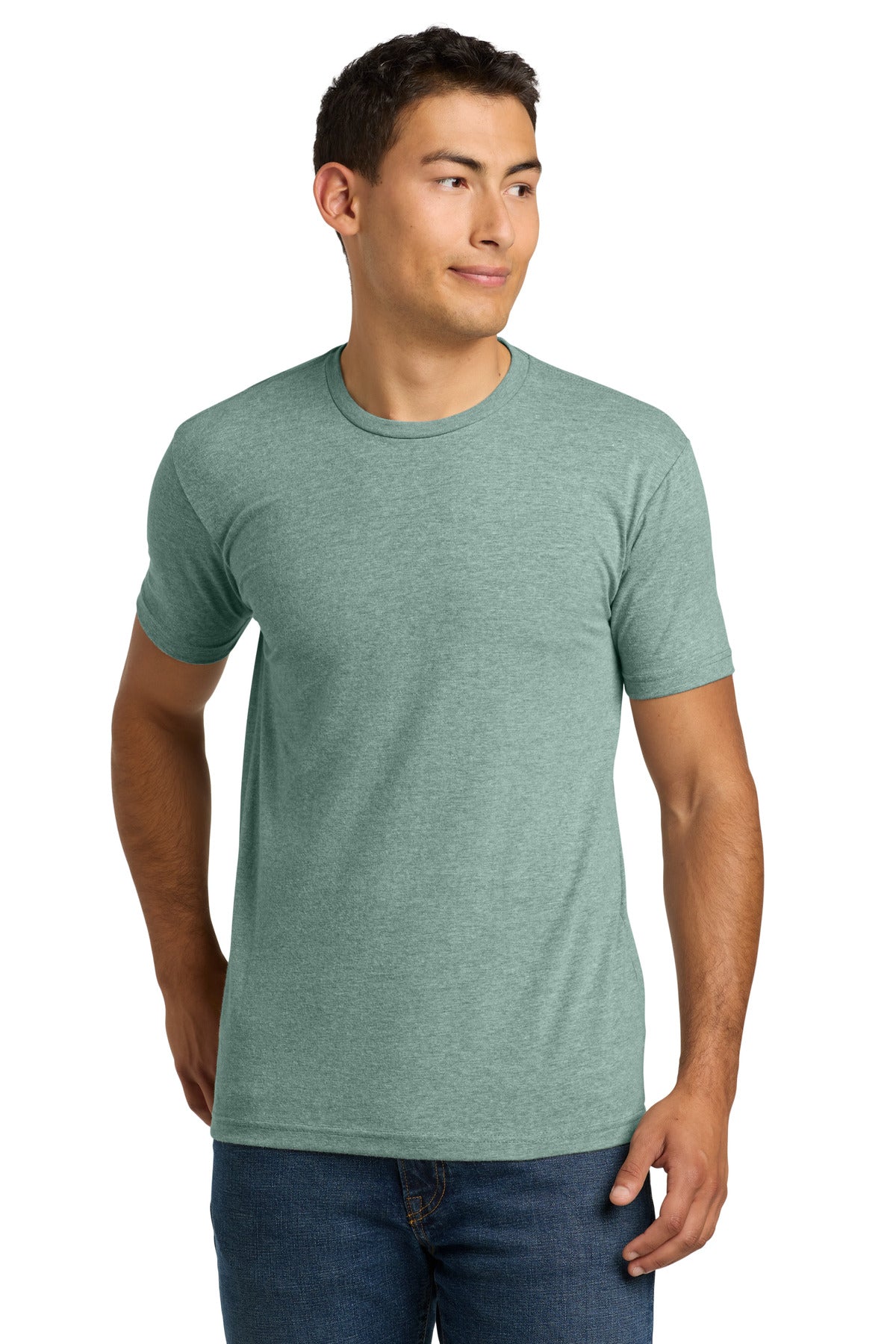 Custom logo Next Level Apparel® Adult CVC Tee. NL6210 in Heather Seafoam