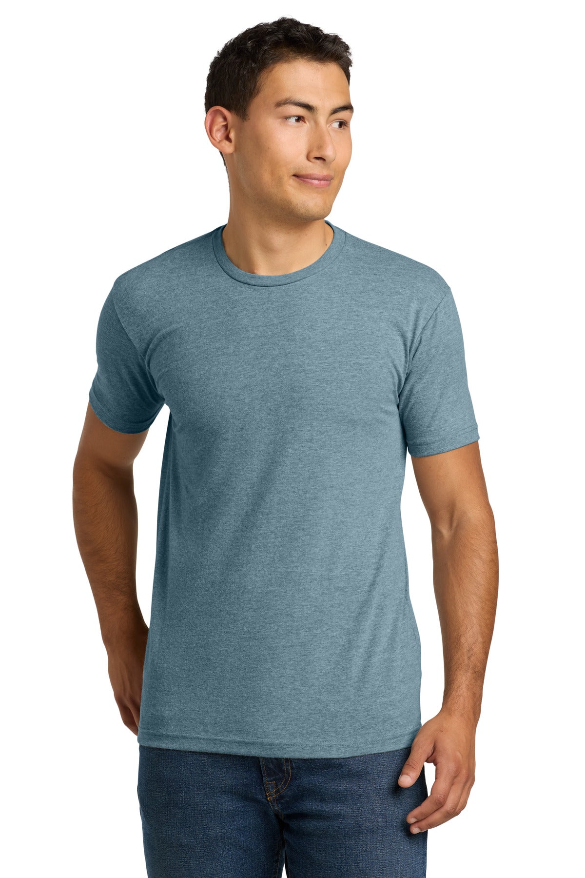 Custom logo Next Level Apparel® Adult CVC Tee. NL6210 in Heather Slate Blue