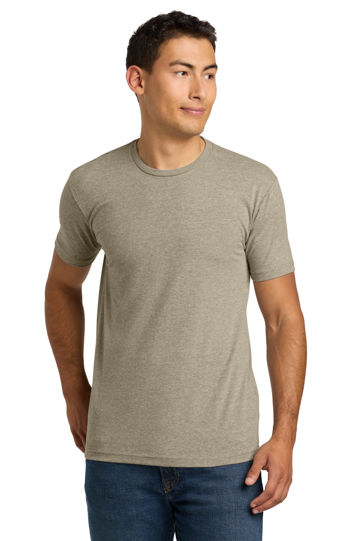 Custom logo Next Level Apparel® Adult CVC Tee. NL6210 in Heather Tan