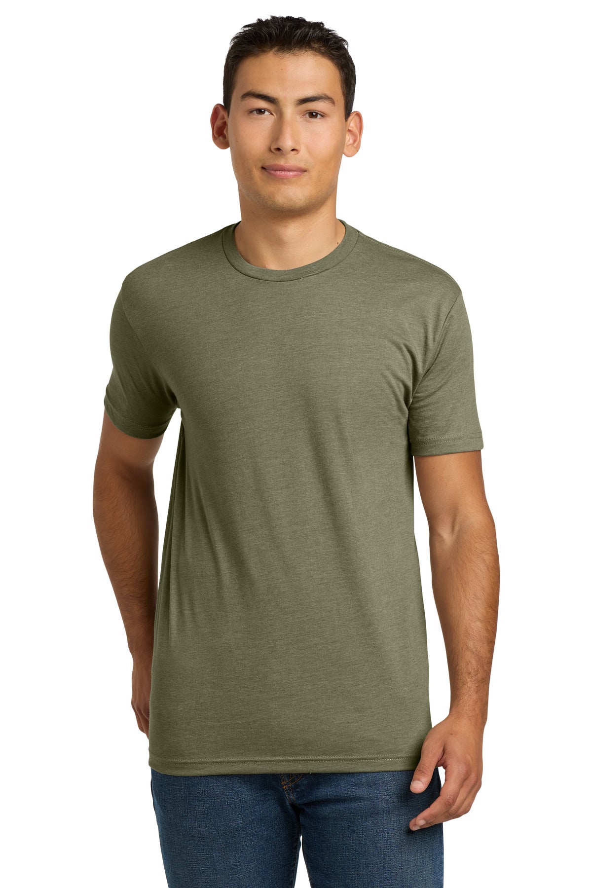 Custom logo Next Level Apparel® Adult CVC Tee. NL6210 in Light Olive