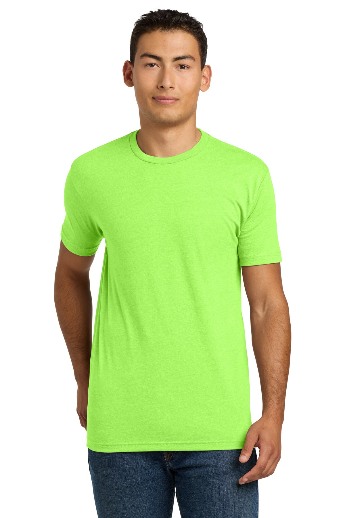 Custom logo Next Level Apparel® Adult CVC Tee. NL6210 in Neon Green