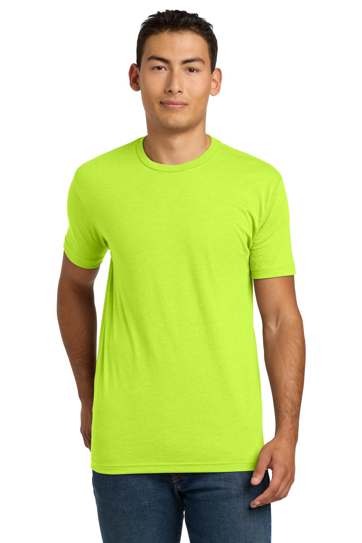 Custom logo Next Level Apparel® Adult CVC Tee. NL6210 in Neon Yellow