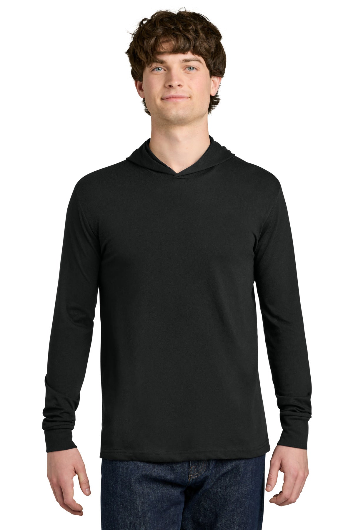 Custom logo Next Level Apparel® CVC Long Sleeve Hoodie NL6221 in Black