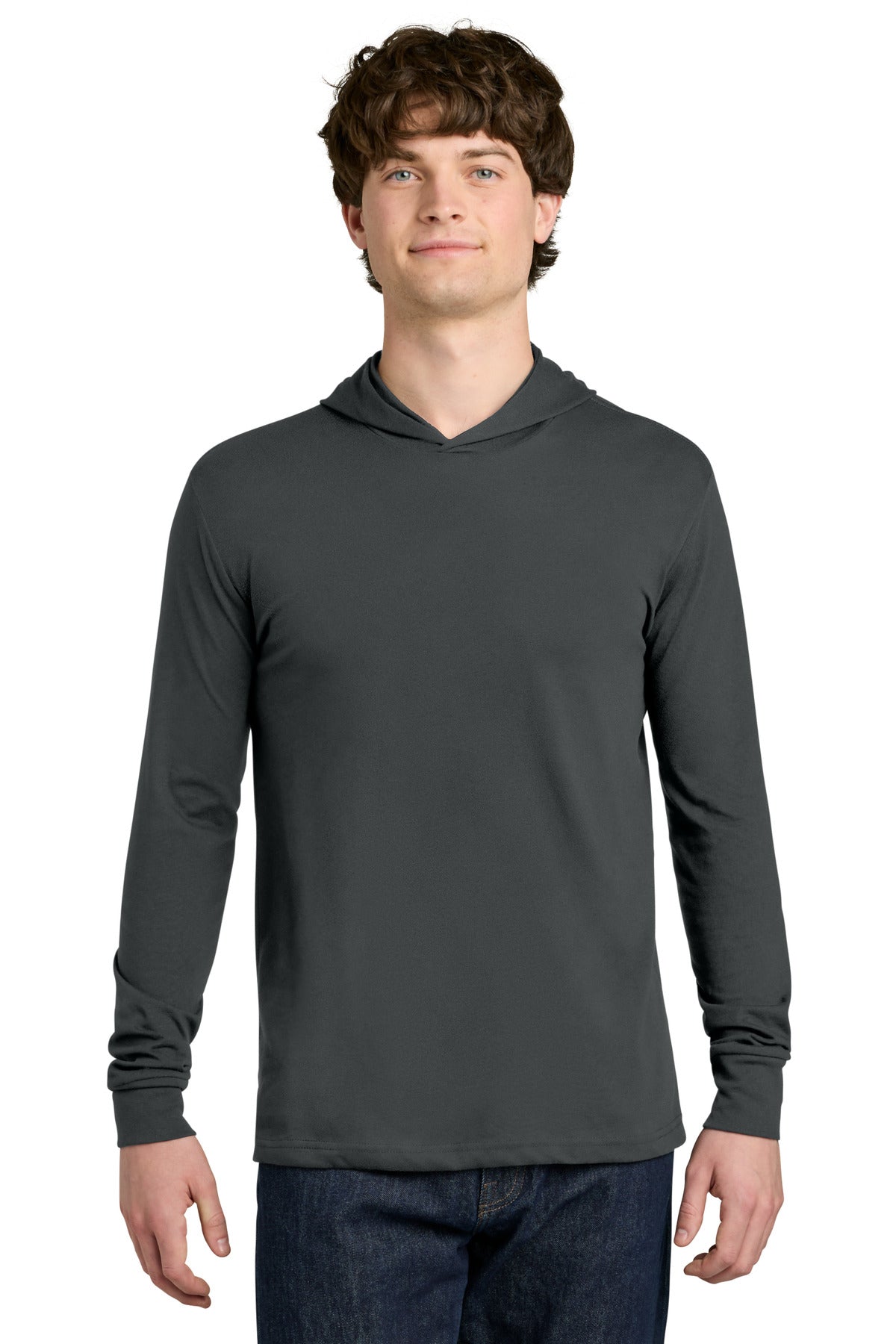 Custom logo Next Level Apparel® CVC Long Sleeve Hoodie NL6221 in Charcoal