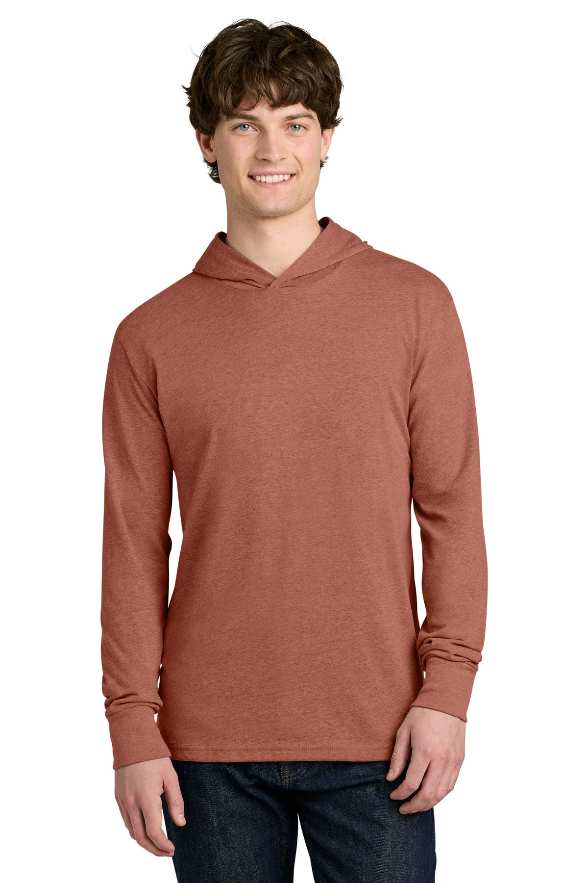 Custom logo Next Level Apparel® CVC Long Sleeve Hoodie NL6221 in Heather Redwood