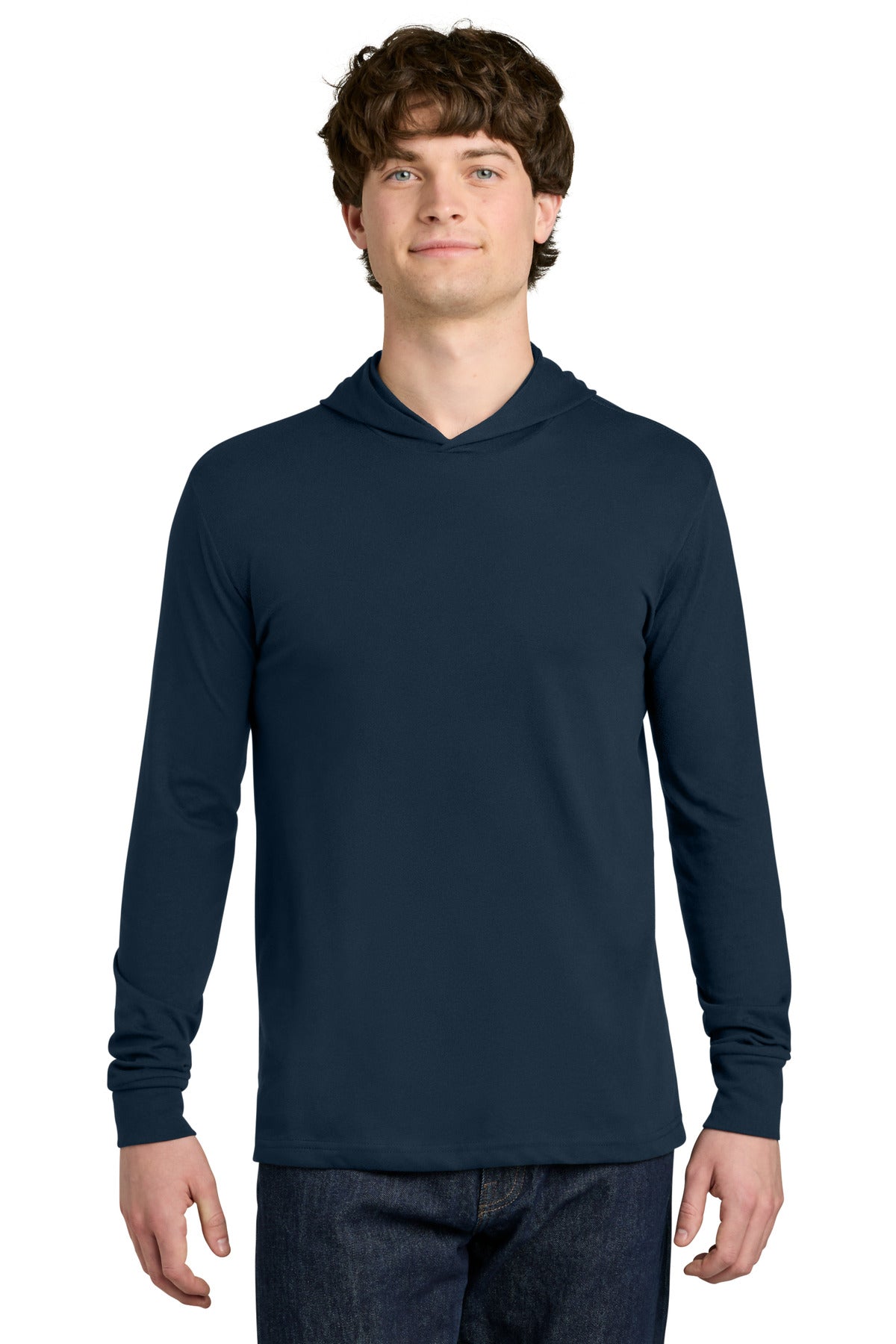 Custom logo Next Level Apparel® CVC Long Sleeve Hoodie NL6221 in Midnight Navy