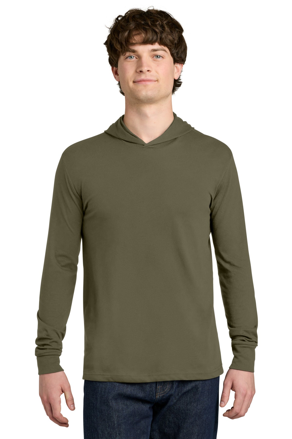 Custom logo Next Level Apparel® CVC Long Sleeve Hoodie NL6221 in Military Green