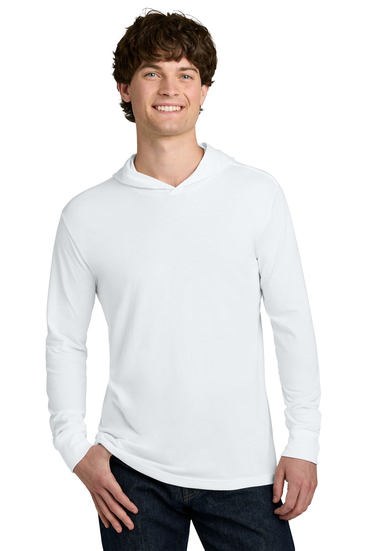 Custom logo Next Level Apparel® CVC Long Sleeve Hoodie NL6221 in White