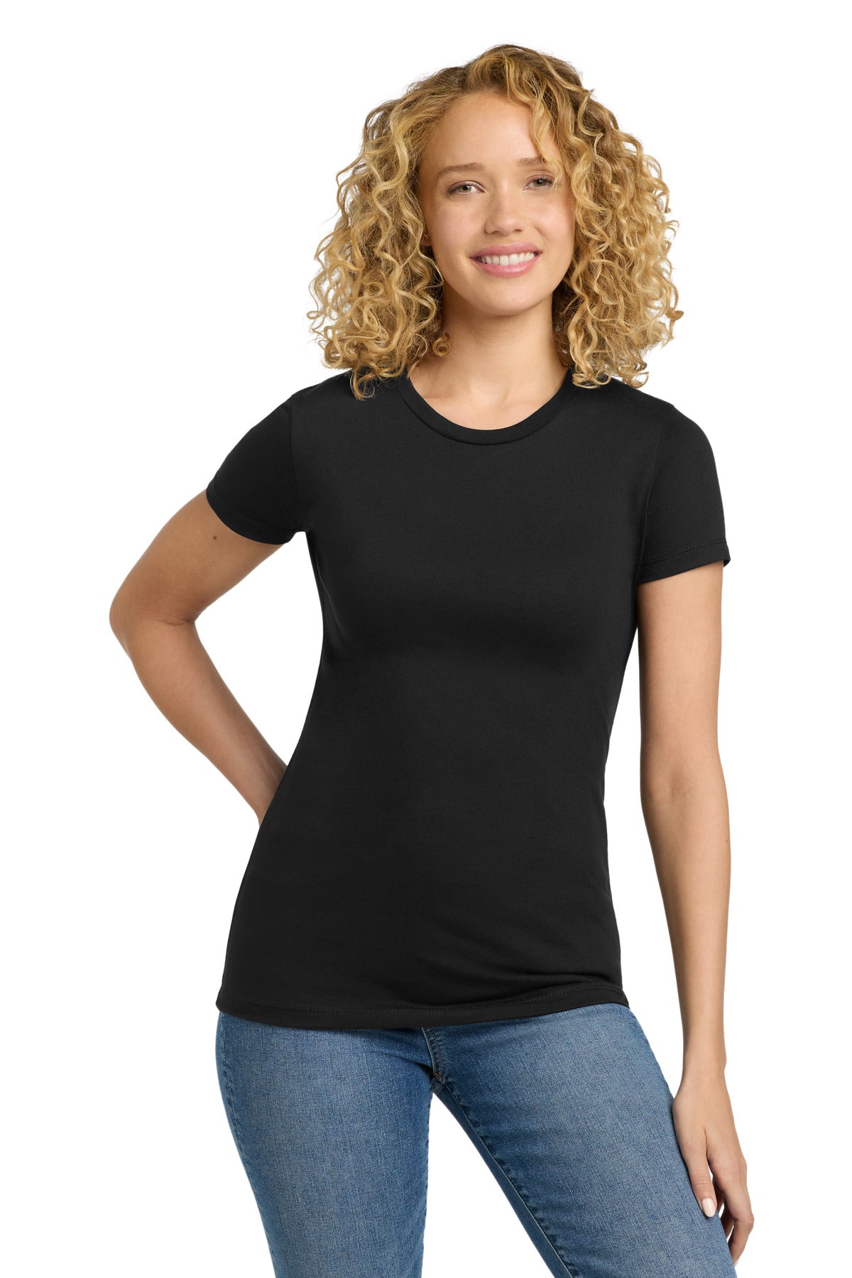 Custom logo Next Level Apparel®  Women's CVC Tee. NL6610 in Black