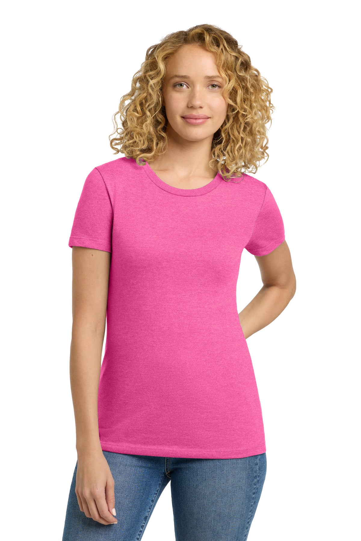 Custom logo Next Level Apparel®  Women's CVC Tee. NL6610 in Hot Pink