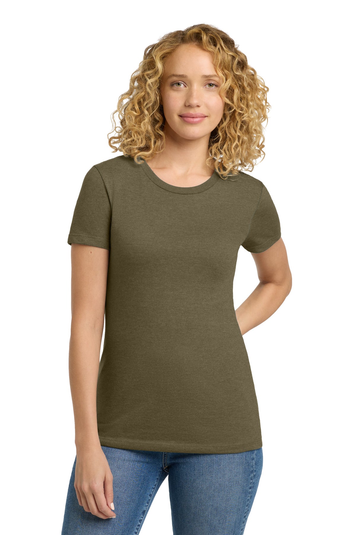 Custom logo Next Level Apparel®  Women's CVC Tee. NL6610 in Military Green