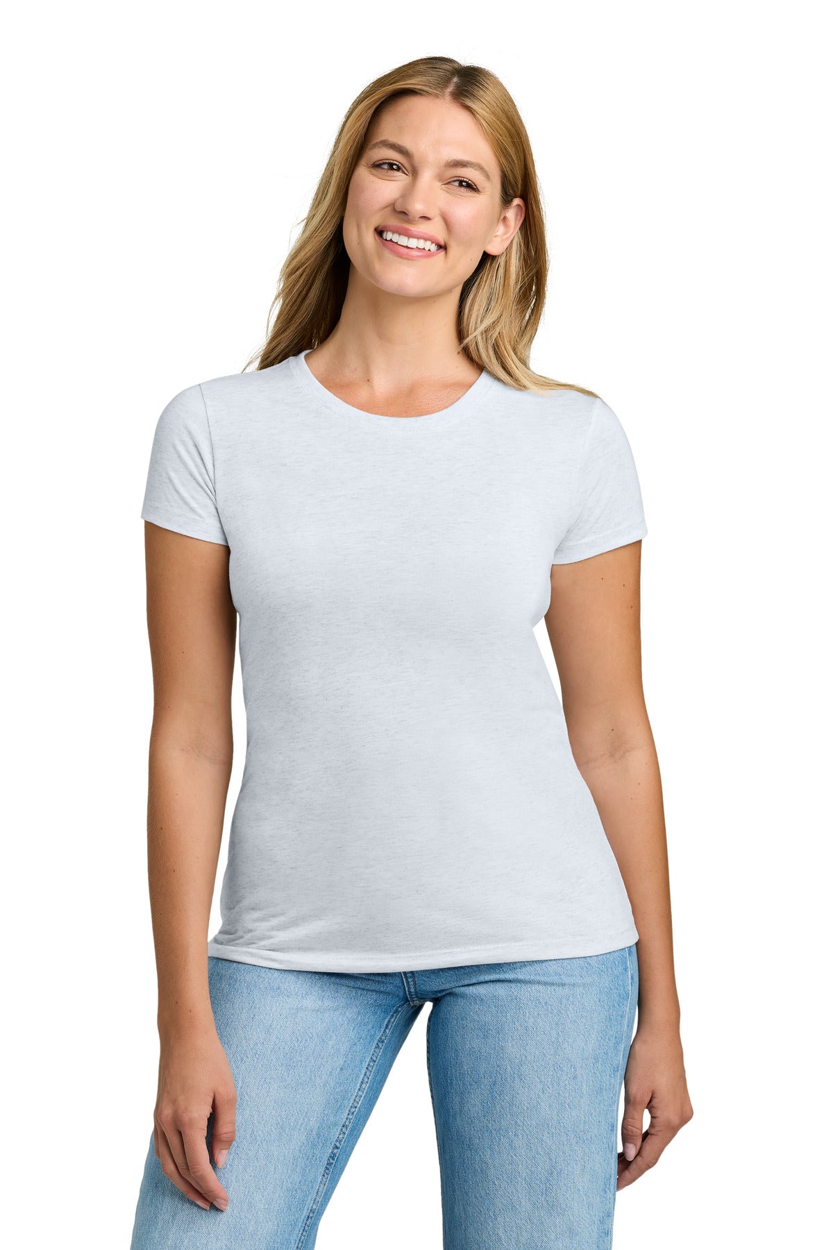 Custom logo Next Level Apparel®  Women's Tri-Blend Tee. NL6710 in Heather White