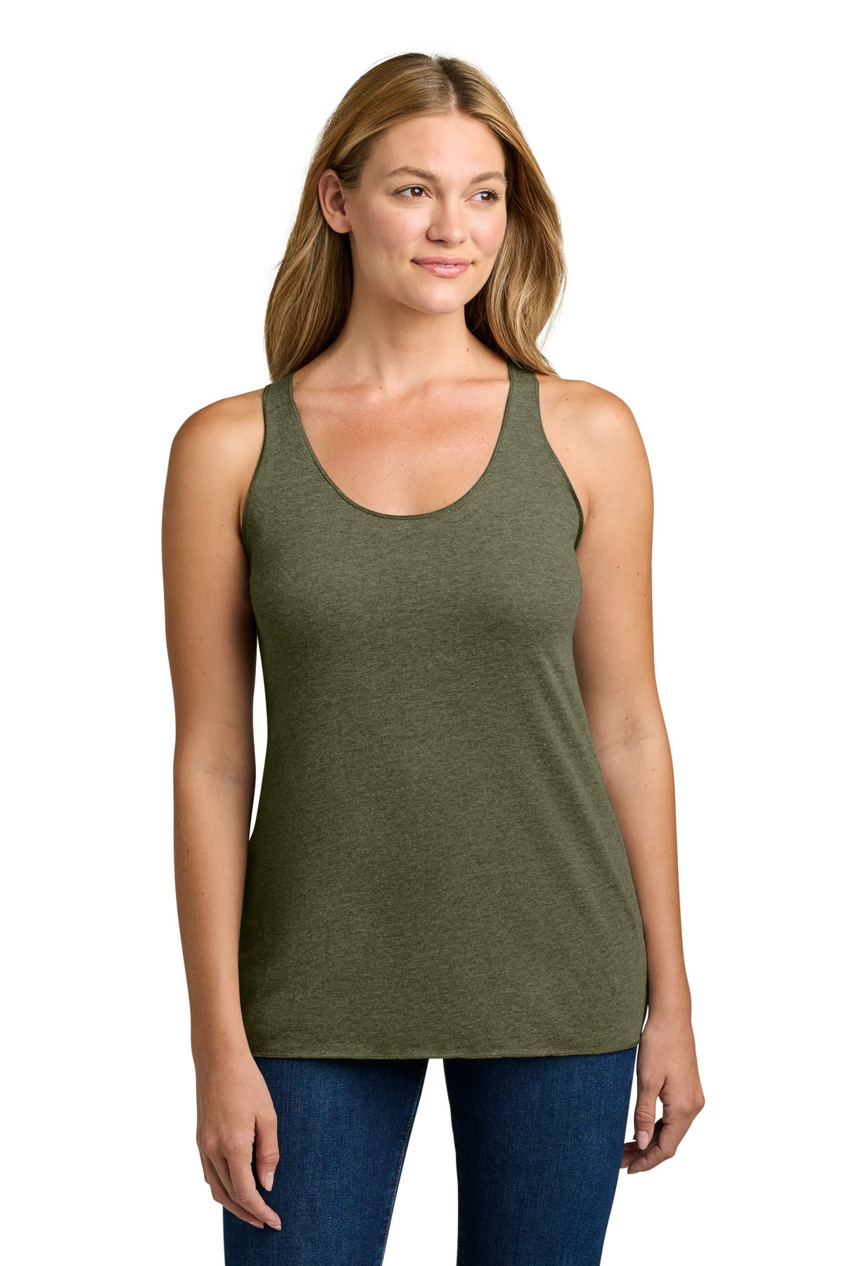 Custom logo Next Level Apparel®  Women's Tri-Blend Racerback Tank. NL6733 in Military Green