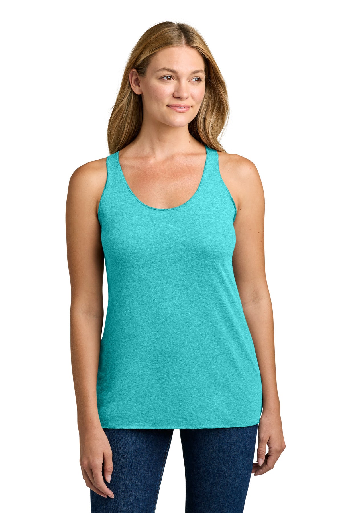 Custom logo Next Level Apparel®  Women's Tri-Blend Racerback Tank. NL6733 in Tahiti Blue