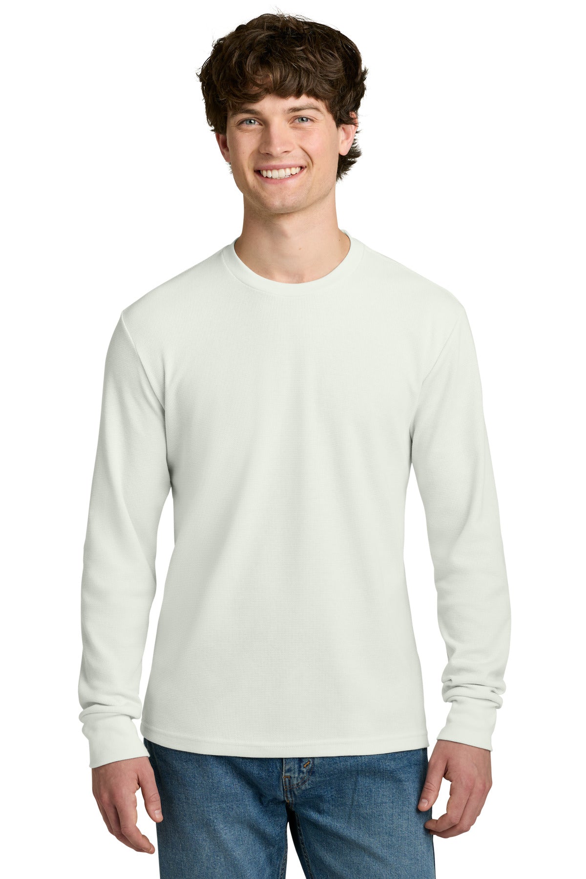 Custom logo Next Level Apparel® Ideal Thermal Long Sleeve Tee NL8211 in Bone